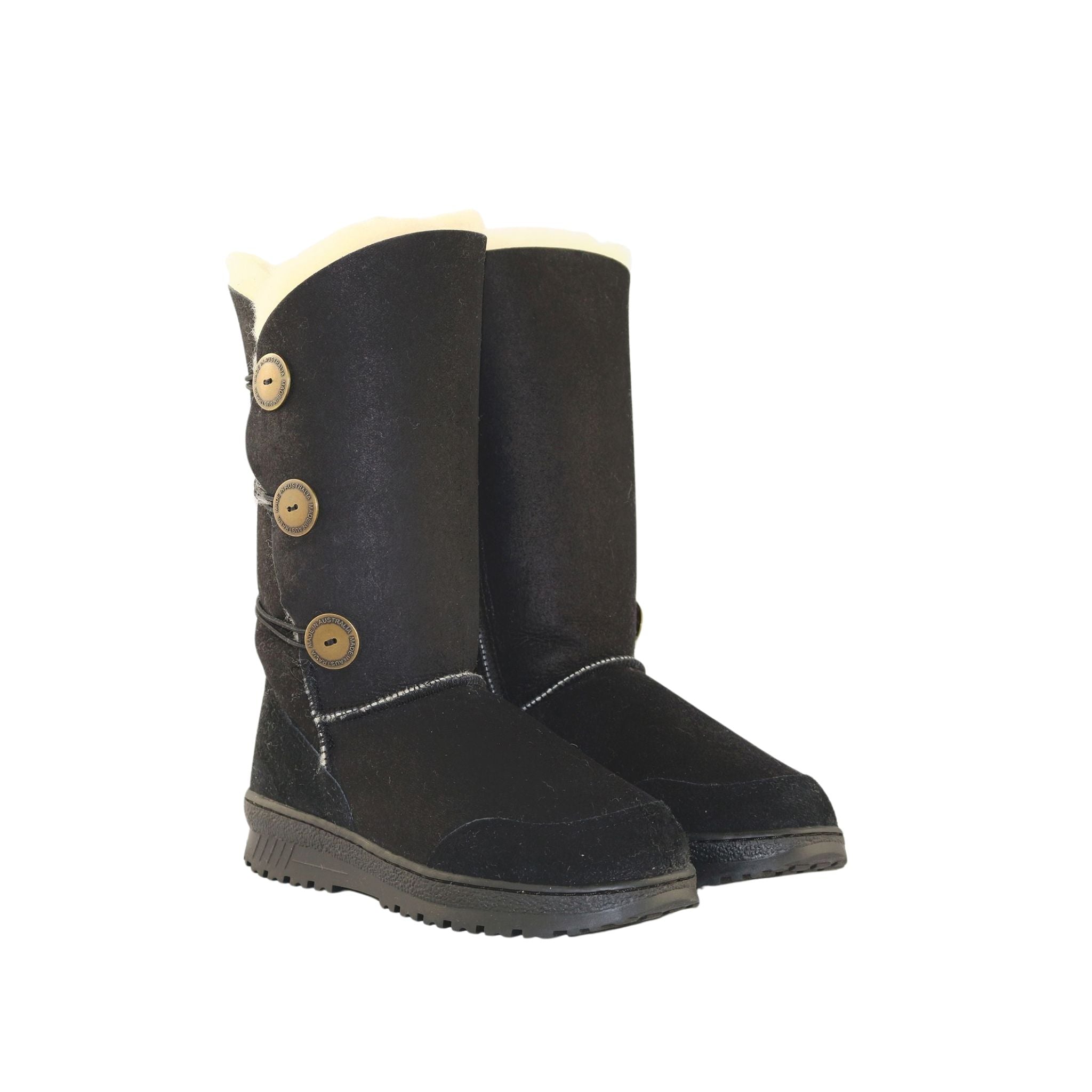 Sheepskins Downunder Luxury Bondi Brighton Long Black Pairs Front Womens Australian Made Sheepskin UGG Boot