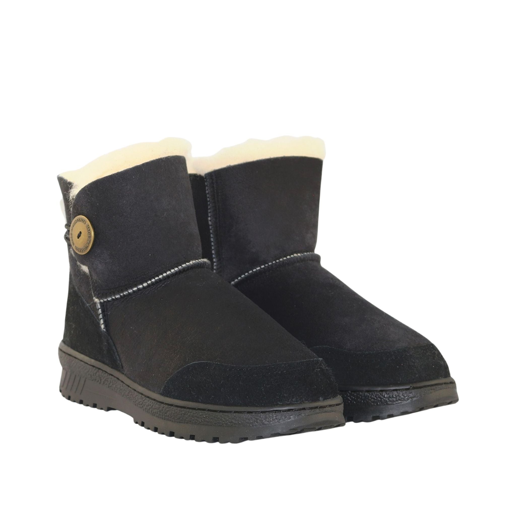 Sheepskins Downunder Luxury Bondi Brighton Mini Black Pairs Front Womens Australian Made Sheepskin UGG Boot