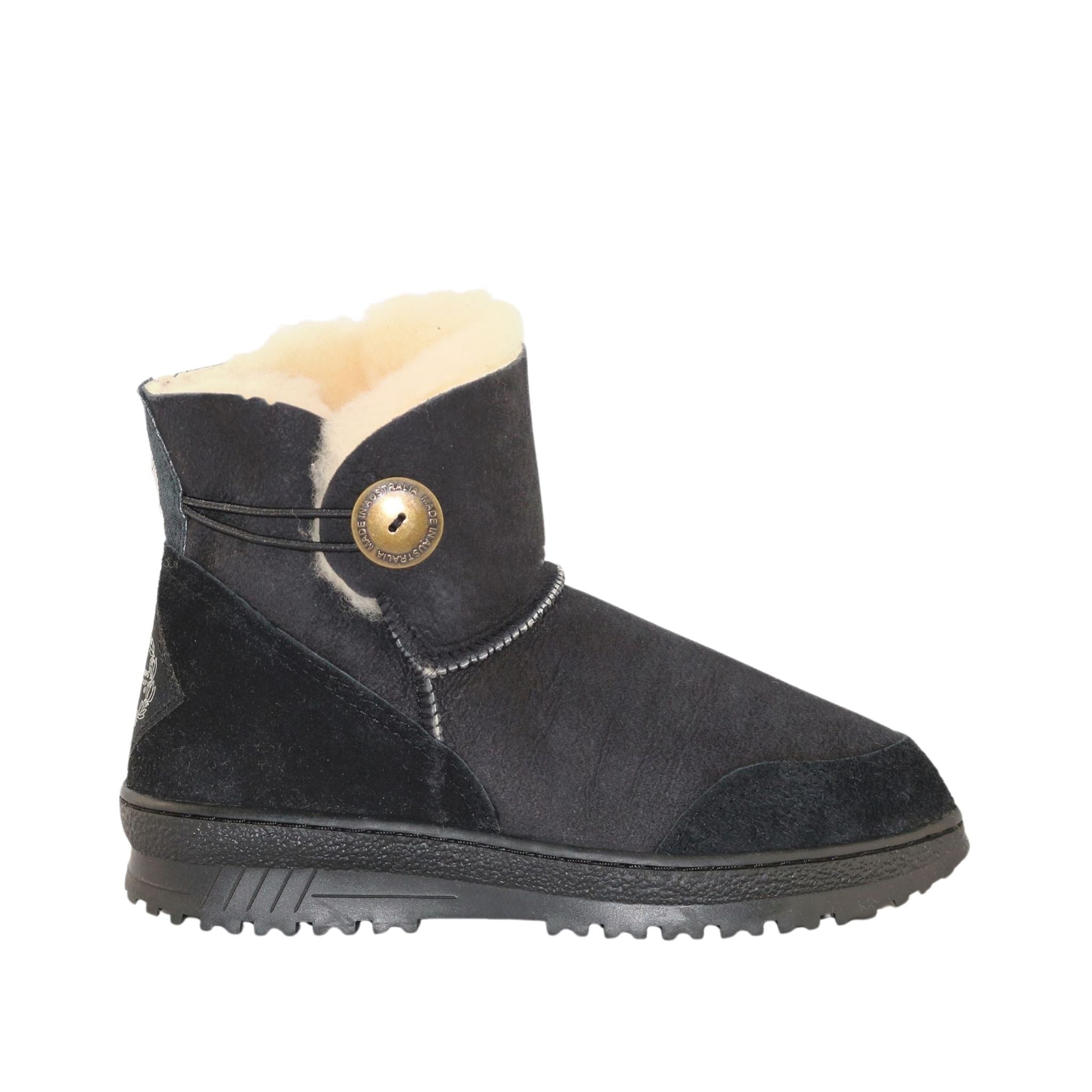 Sheepskins Downunder Luxury Bondi Brighton Mini Black Side Womens Australian Made Sheepskin UGG Boot