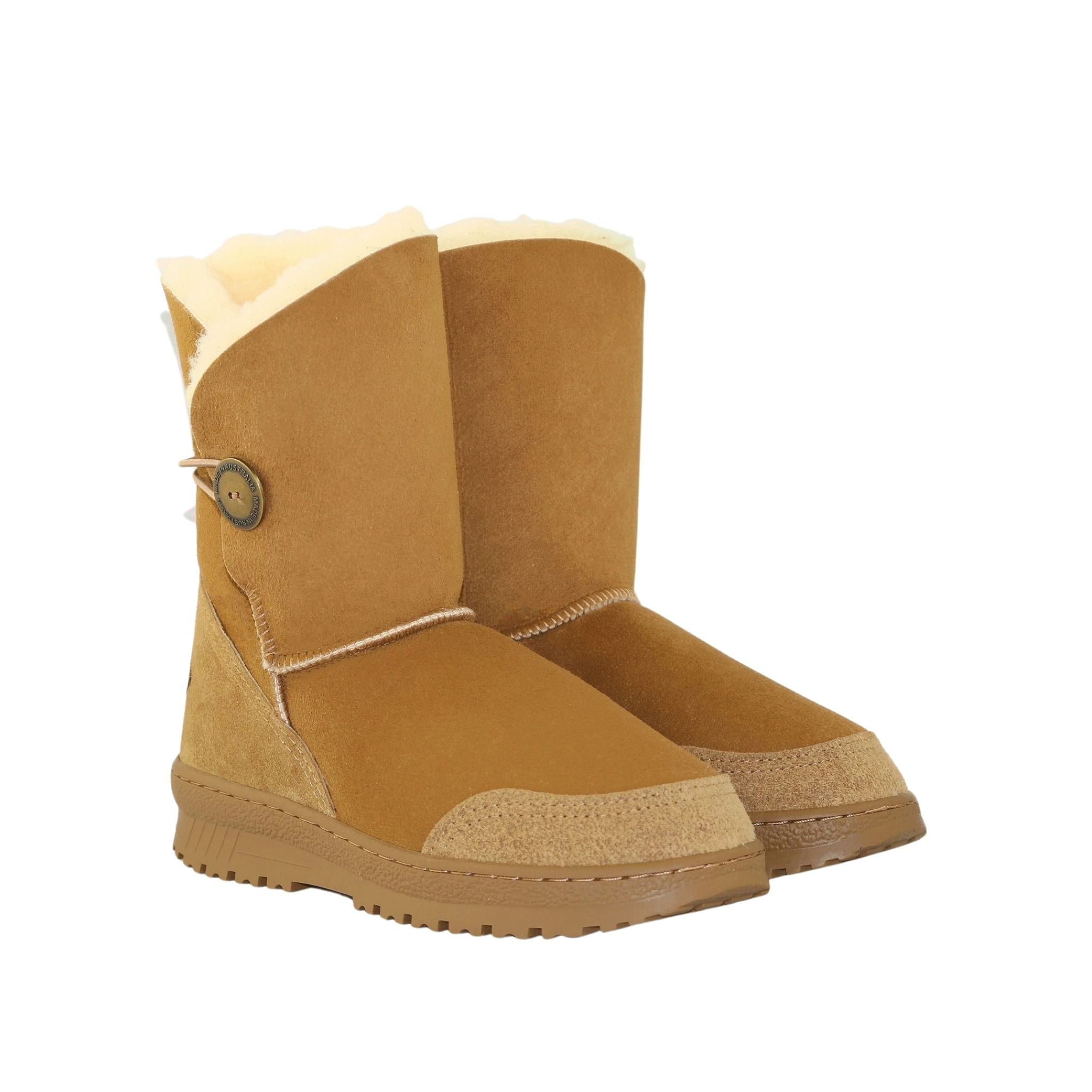 Sheepskins Downunder Luxury Bondi Brighton Short Chestnut Pairs Front Womens Australian Made Sheepskin UGG Boot