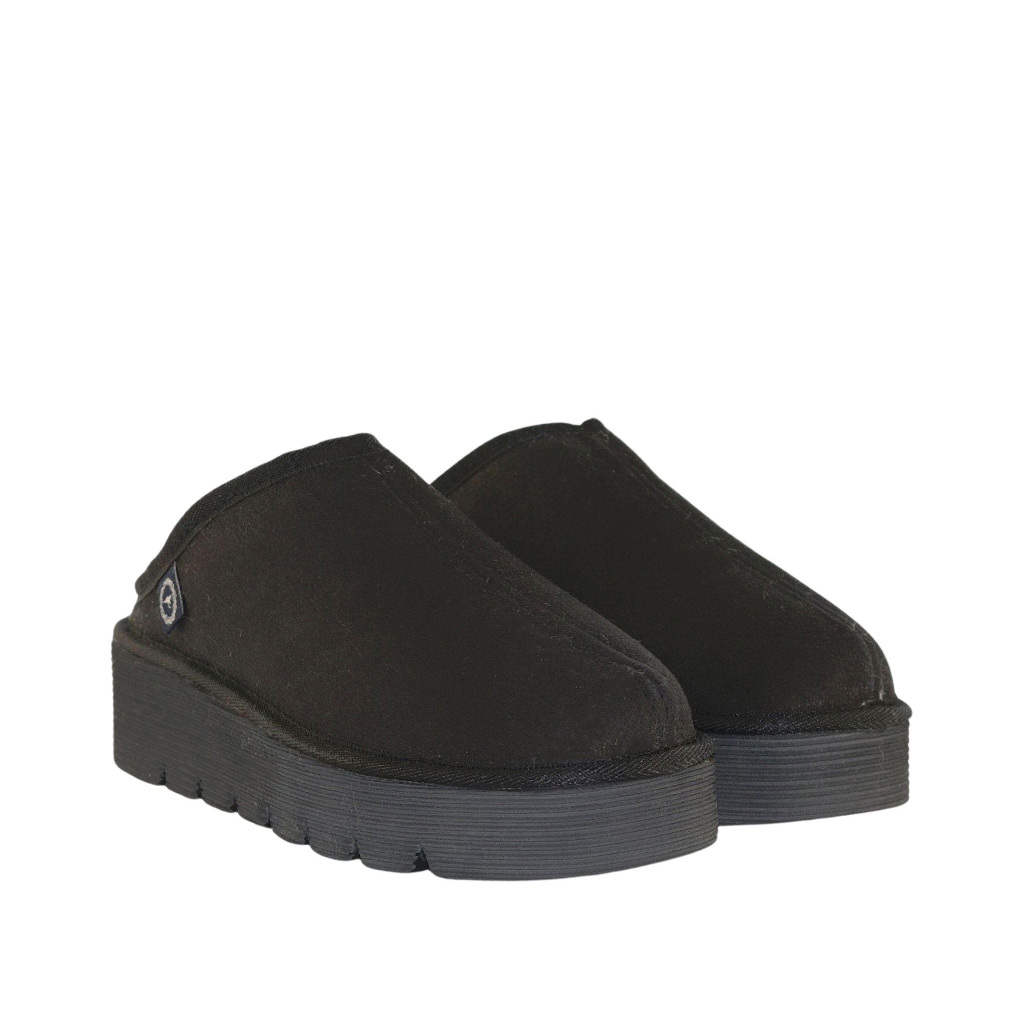 Sheepskins Downunder Platform Bobi Black Pairs Front Womens Australian Made Sheepskin UGG Slipper