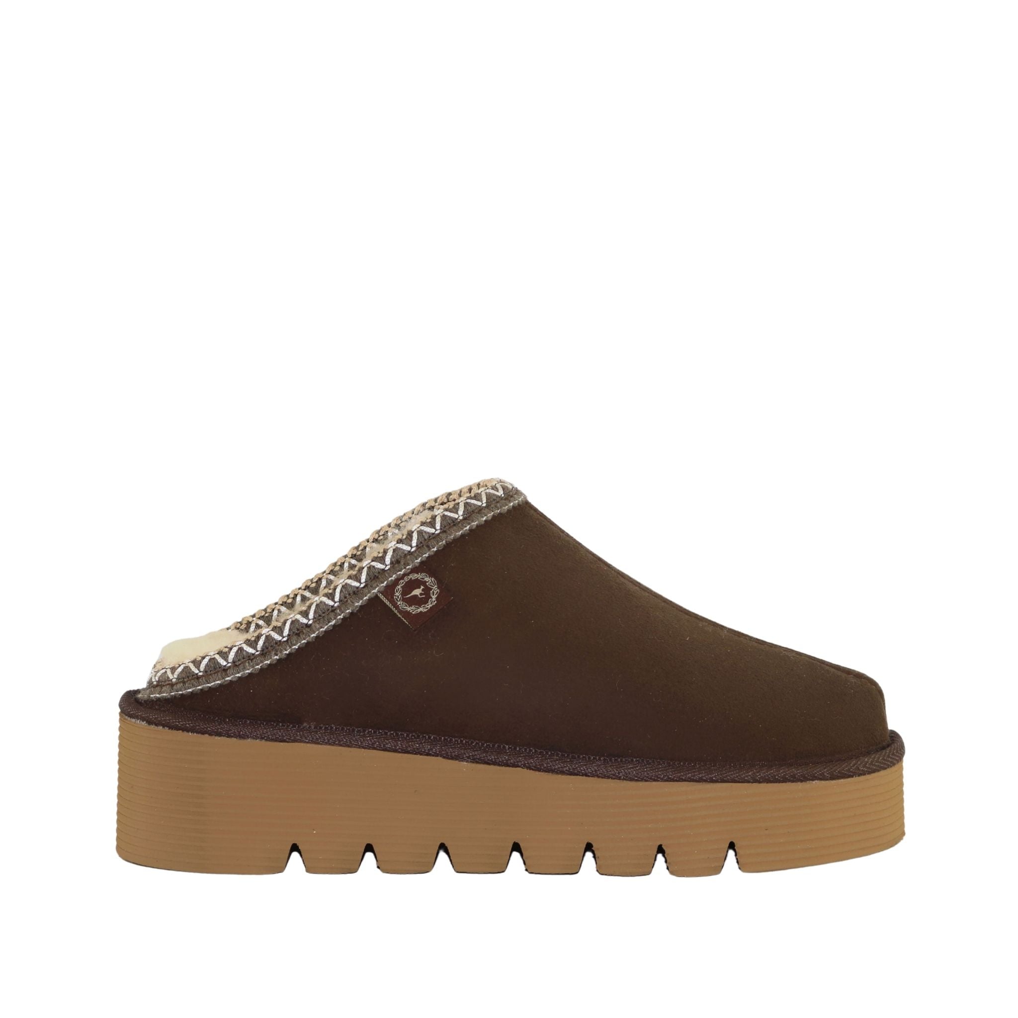 Sheepskins Downunder Platform Bobi Tazz Chocolate Chocolate Side Womens Australian Made Sheepskin UGG Slipper