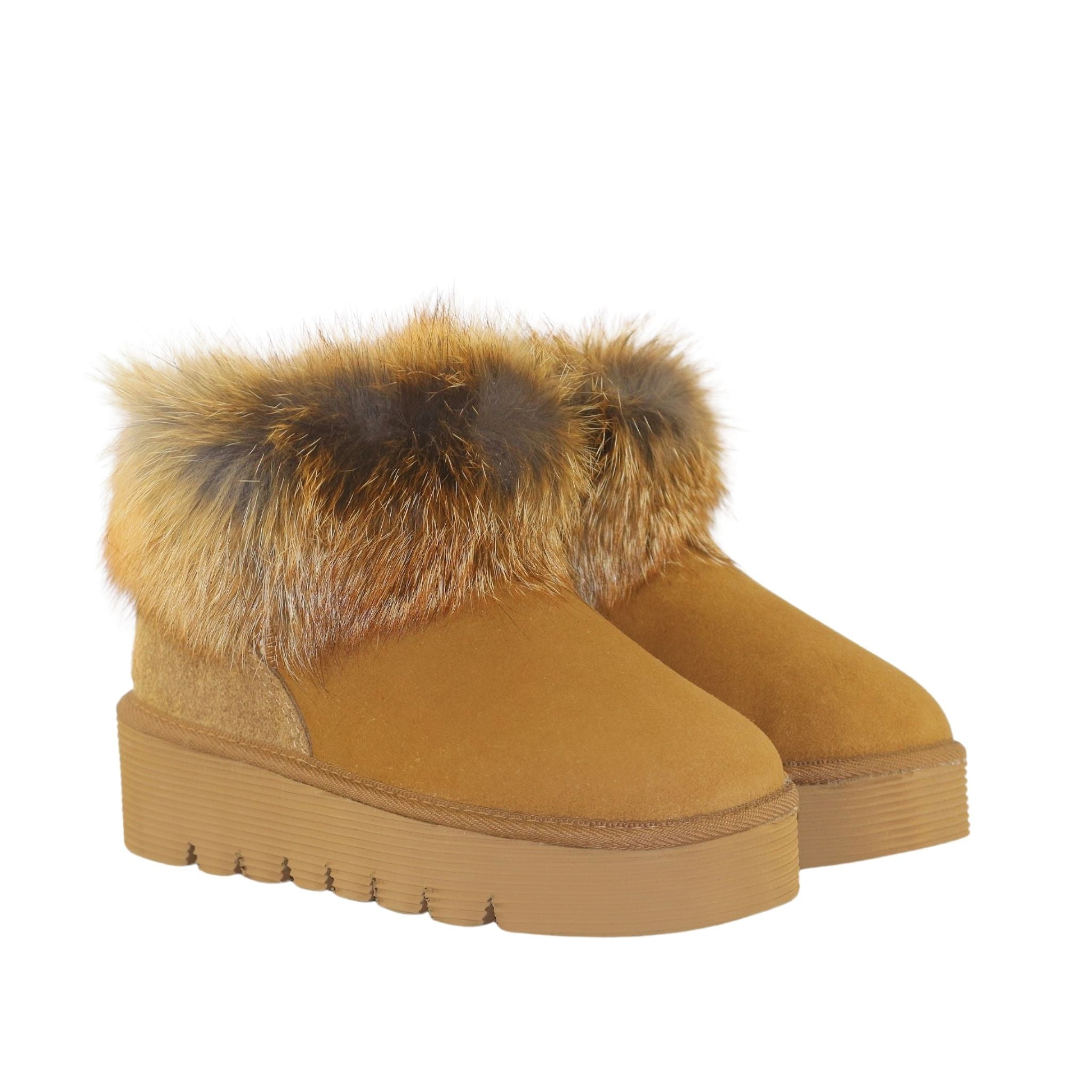 Sheepskins Downunder Platform Fox Ultra Chestnut Pairs Front Womens Australian Made Sheepskin UGG Boot