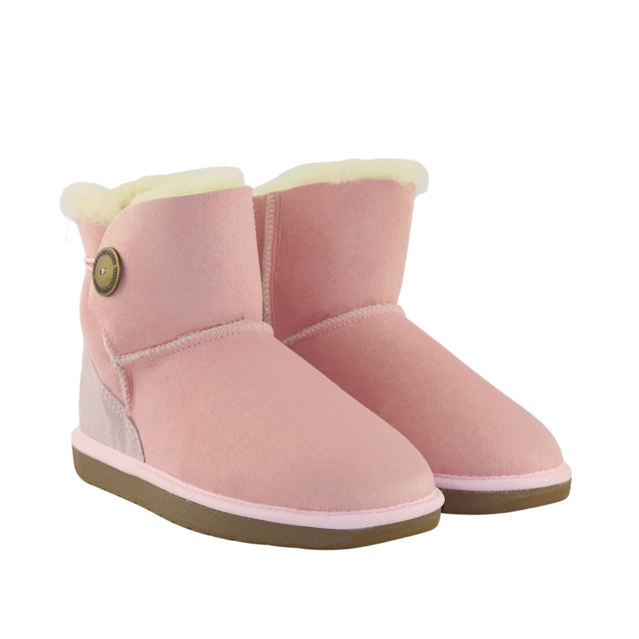 Sheepskins Downunder Premium Brighton Mini Pink Pairs Front Womens Australian Made Sheepskin UGG Boot
