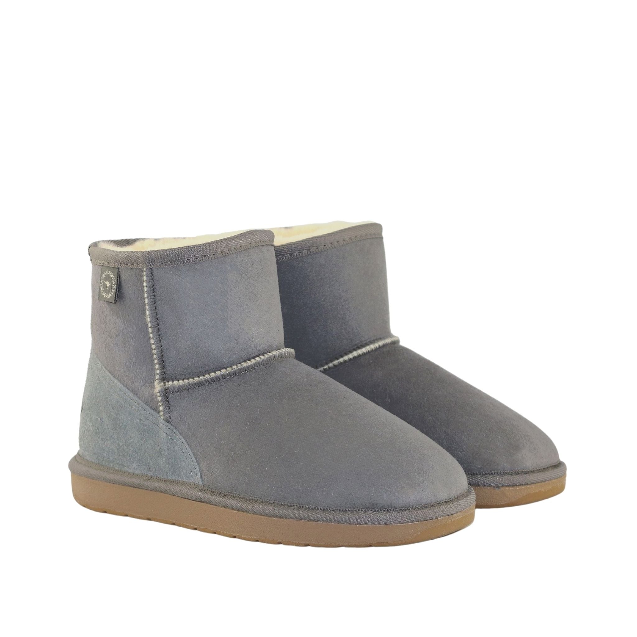 Sheepskins Downunder Premium Mini Grey Pairs Front Womens Australian Made Sheepskin UGG Boot