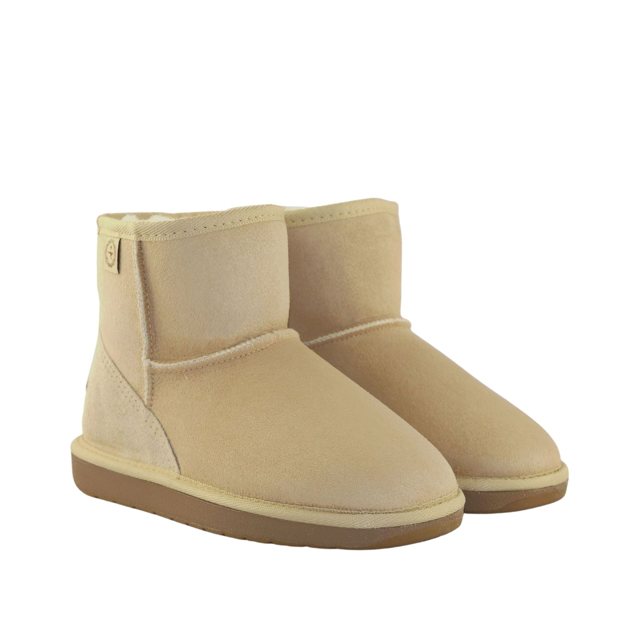 Sheepskins Downunder Premium Mini Sand Pairs Front Womens Australian Made Sheepskin UGG Boot