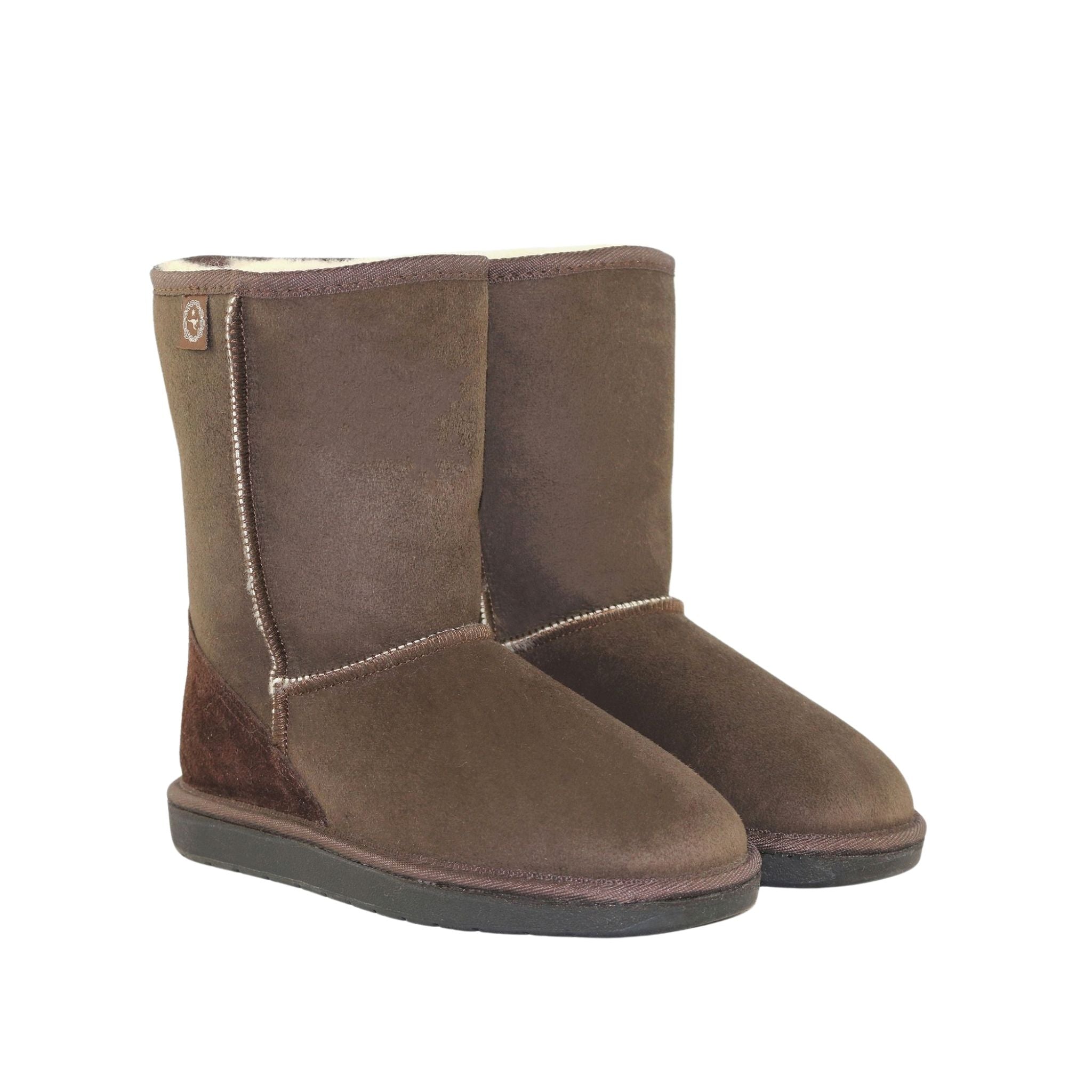 Sheepskins Downunder Premium Short Chocolate Pairs Front Womens Australian Made Sheepskin UGG Boot