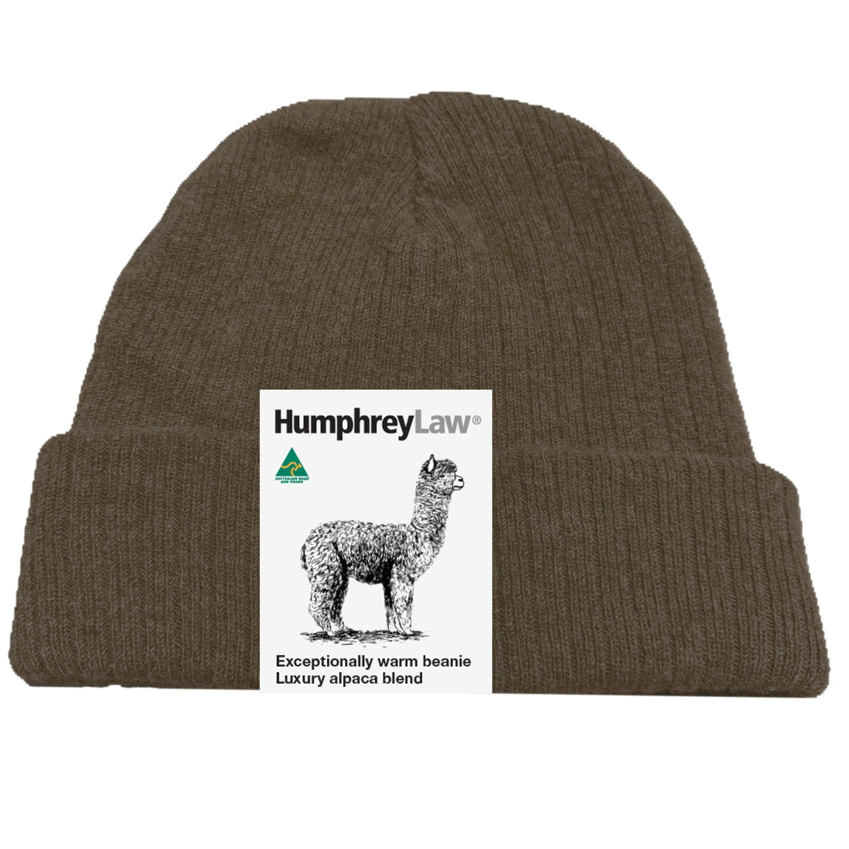 Baby alpaca and wool beanie in Coffee — Hat Beanie Alpaca by Humphrey Law, Australian made