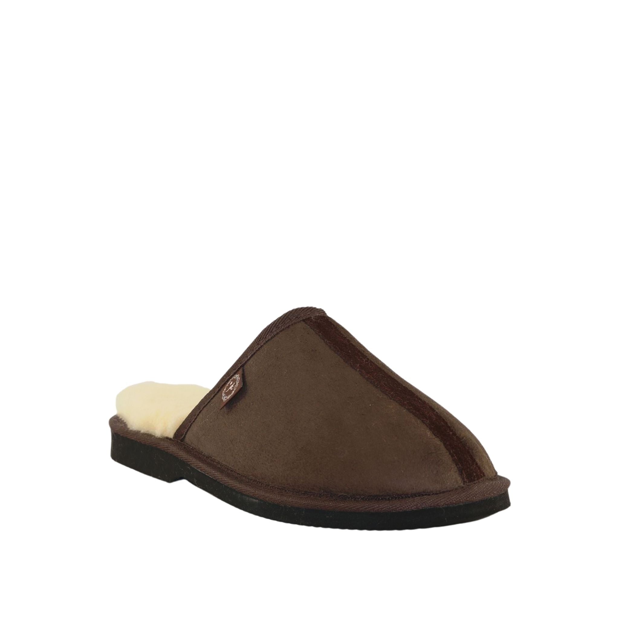 Sheepskins Downunder Classic Scuff Ian Chocolate Front 120 Mens Australian Made Sheepskin UGG Slipper