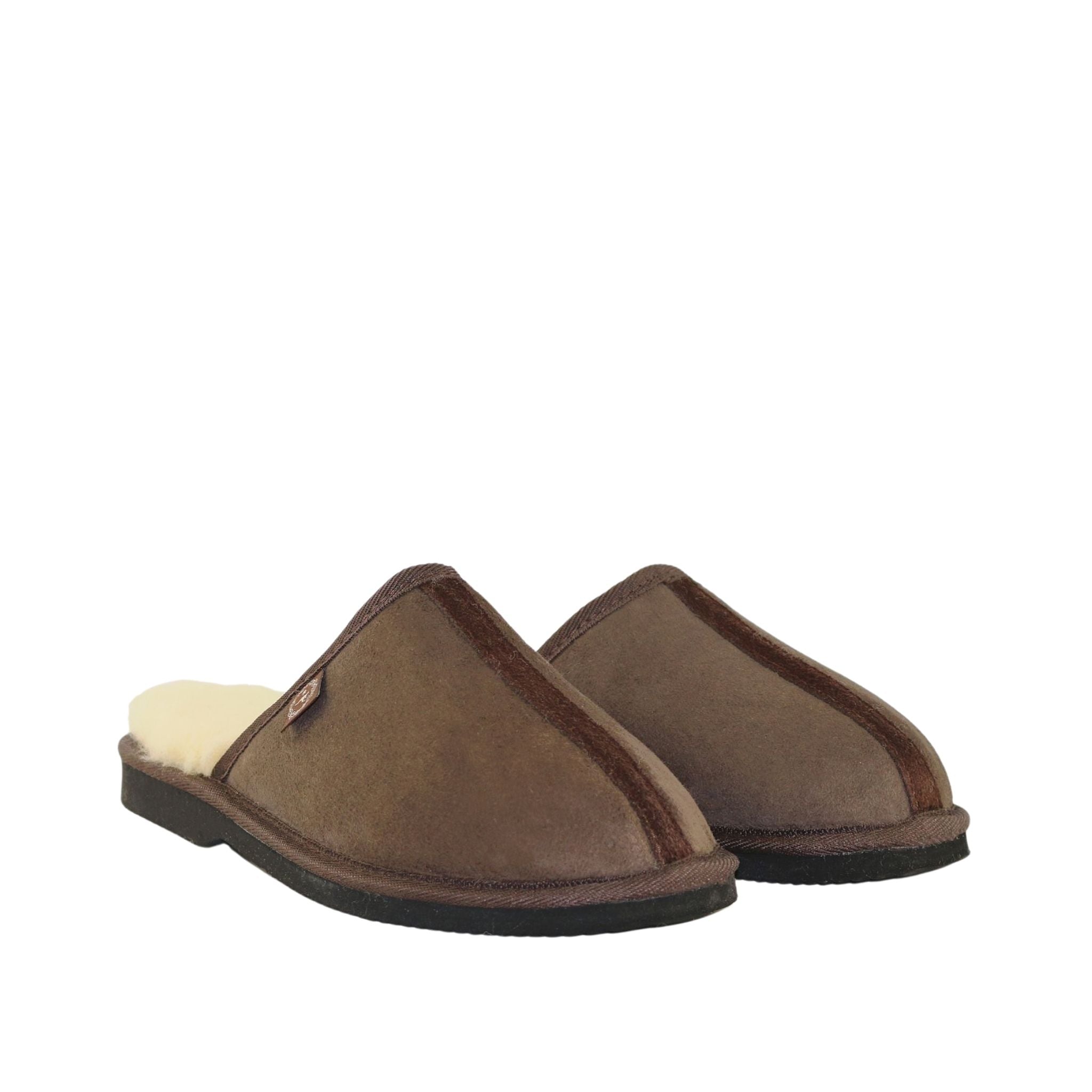 Sheepskins Downunder Classic Scuff Ian Chocolate Pairs Front Womens Australian Made Sheepskin UGG Slipper