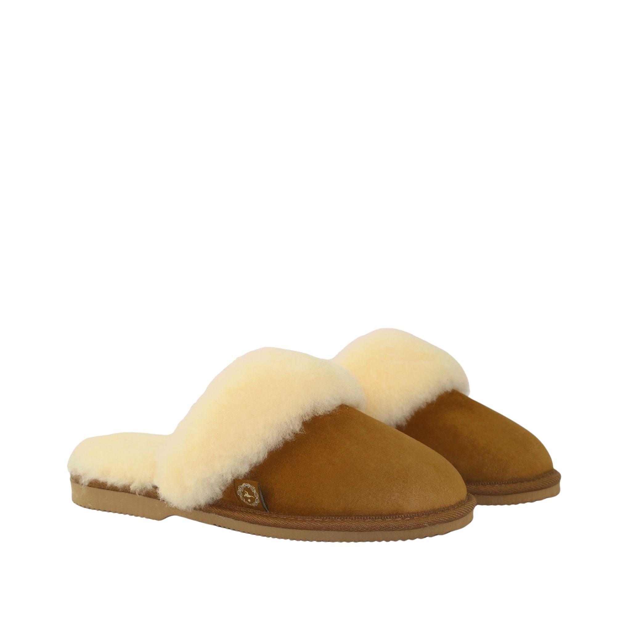 Sheepskins Downunder Classic Scuff Ladies Chestnut Pairs Front Womens Australian Made Sheepskin UGG Slipper