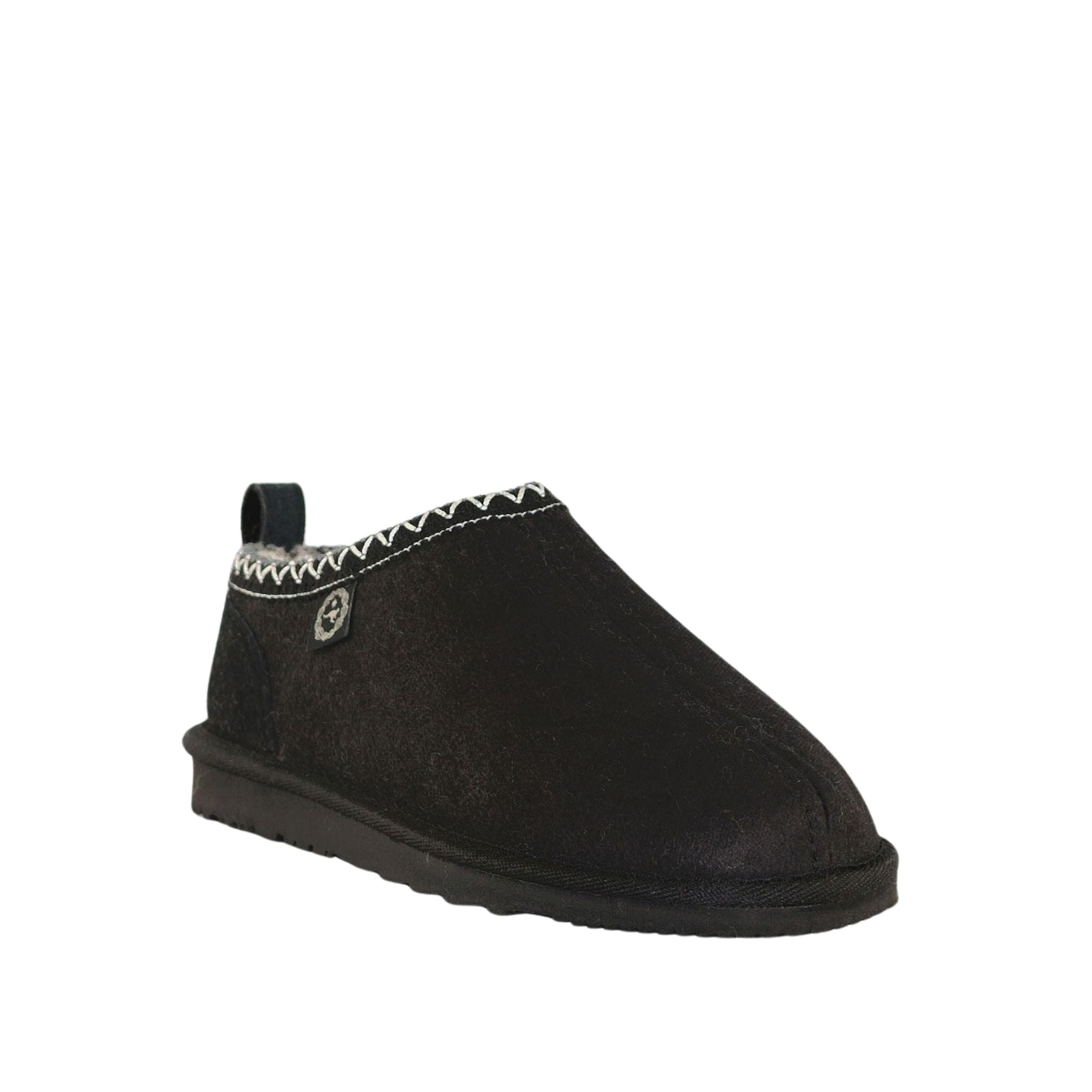 Sheepskins Downunder Classic Tasman Tazz Black Black Front 120 Mens Australian Made Sheepskin UGG Slipper