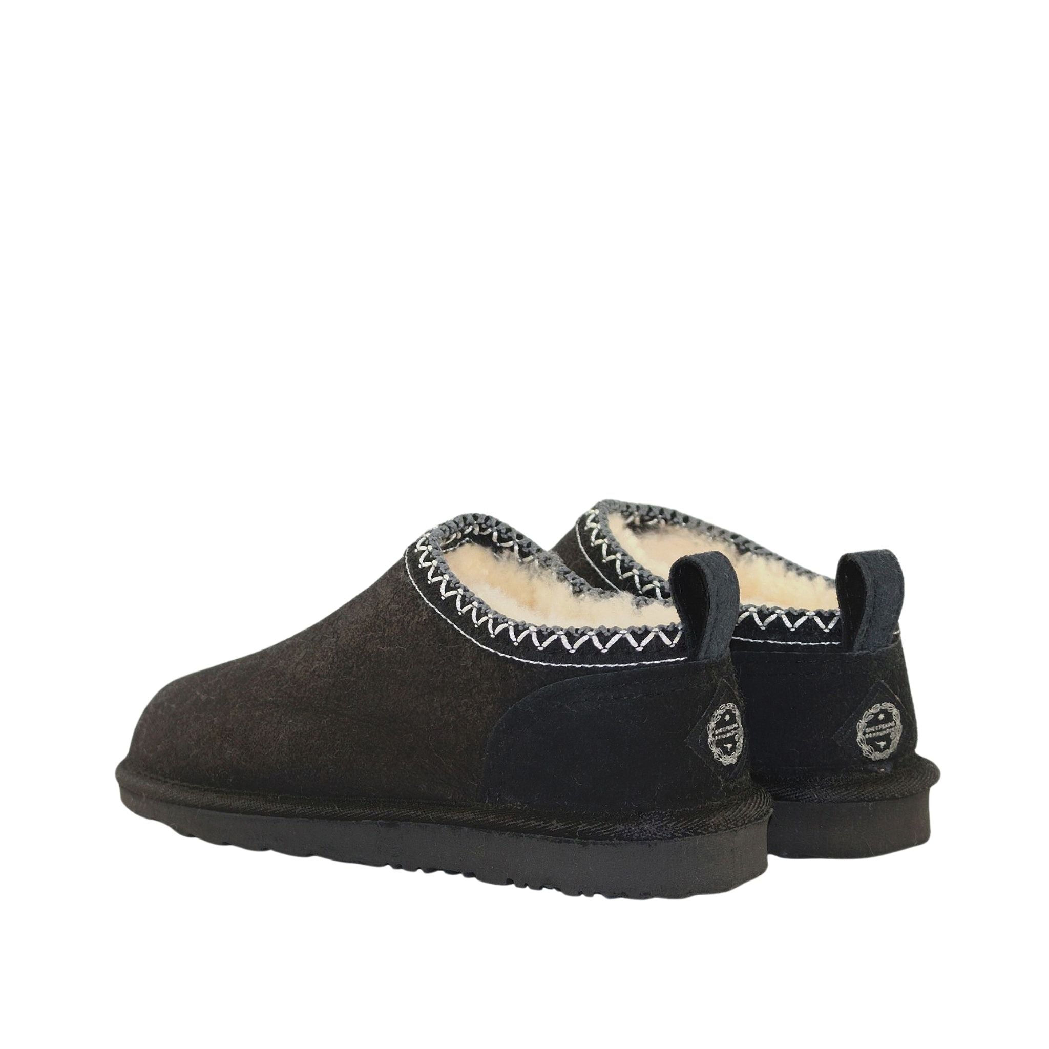 Sheepskins Downunder Classic Tasman Tazz Black Black Pairs Back Womens Australian Made Sheepskin UGG Slipper