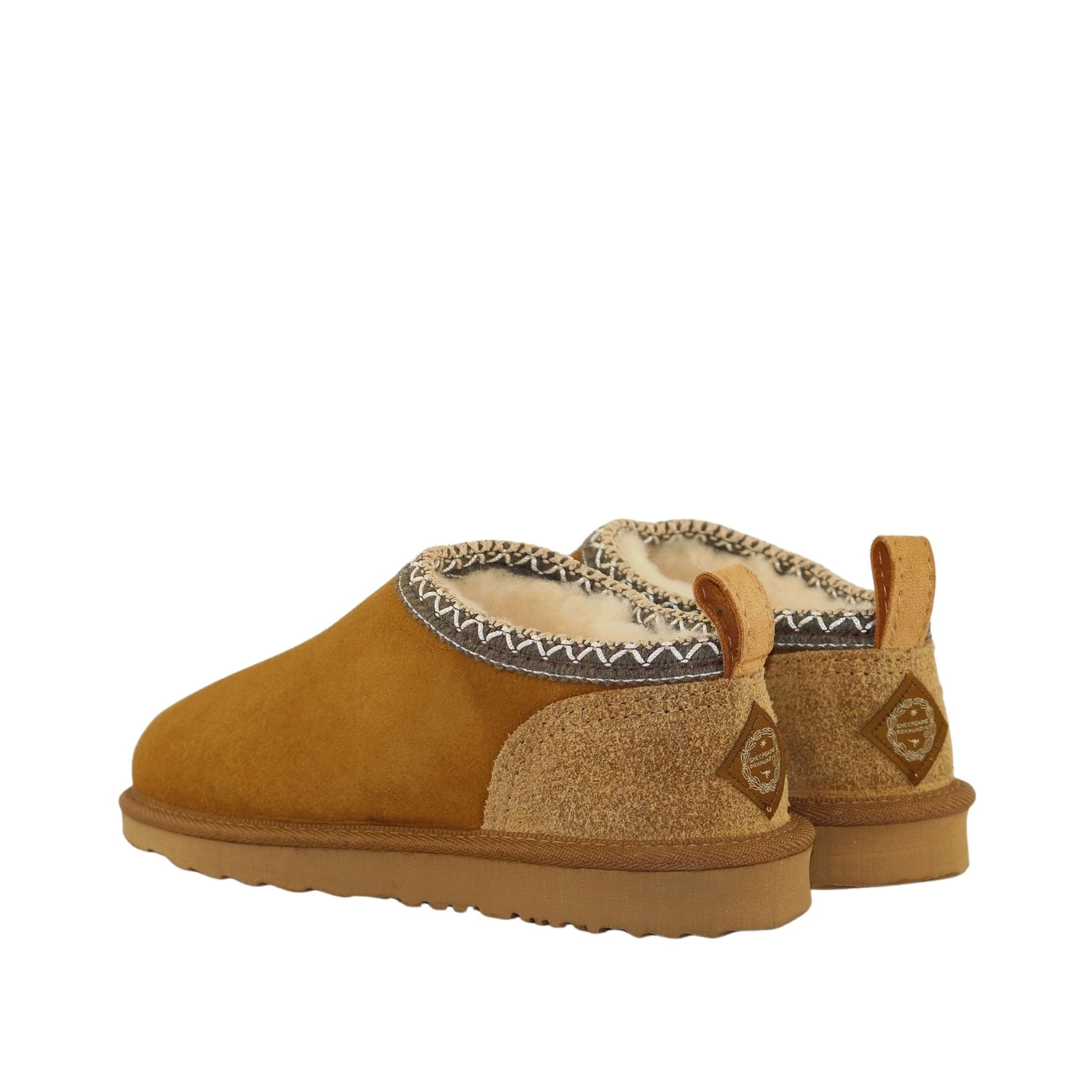 Sheepskins Downunder Classic Tasman Tazz Chestnut Chocolate Pairs Back Mens Australian Made Sheepskin UGG Slipper