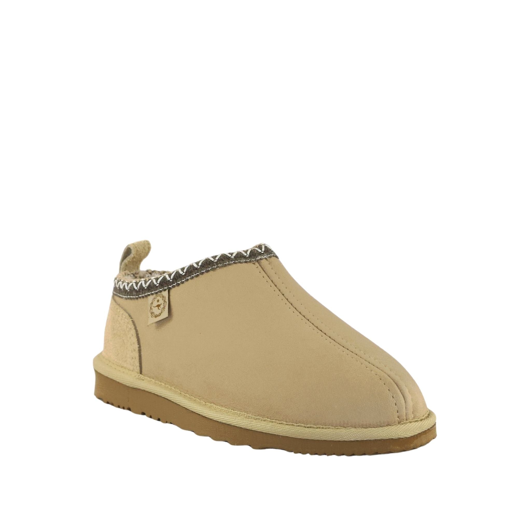 Sheepskins Downunder Classic Tasman Tazz Sand Chocolate Front 120 Womens Australian Made Sheepskin UGG Slipper