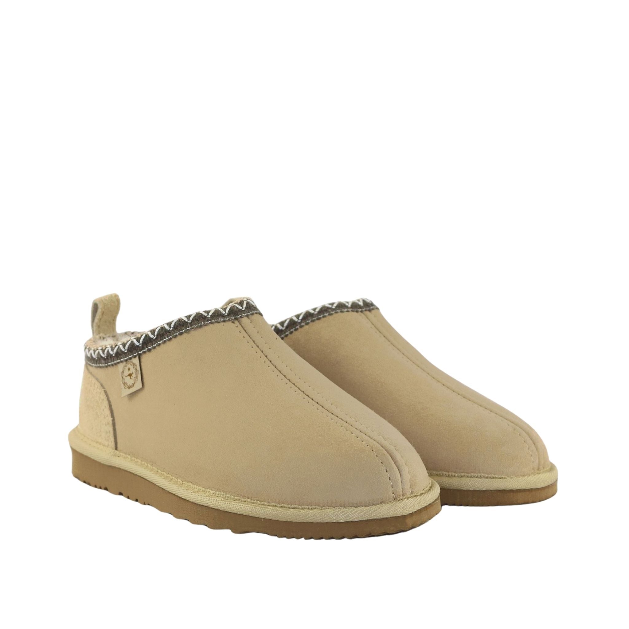 Sheepskins Downunder Classic Tasman Tazz Sand Chocolate Pairs Front Womens Australian Made Sheepskin UGG Slipper