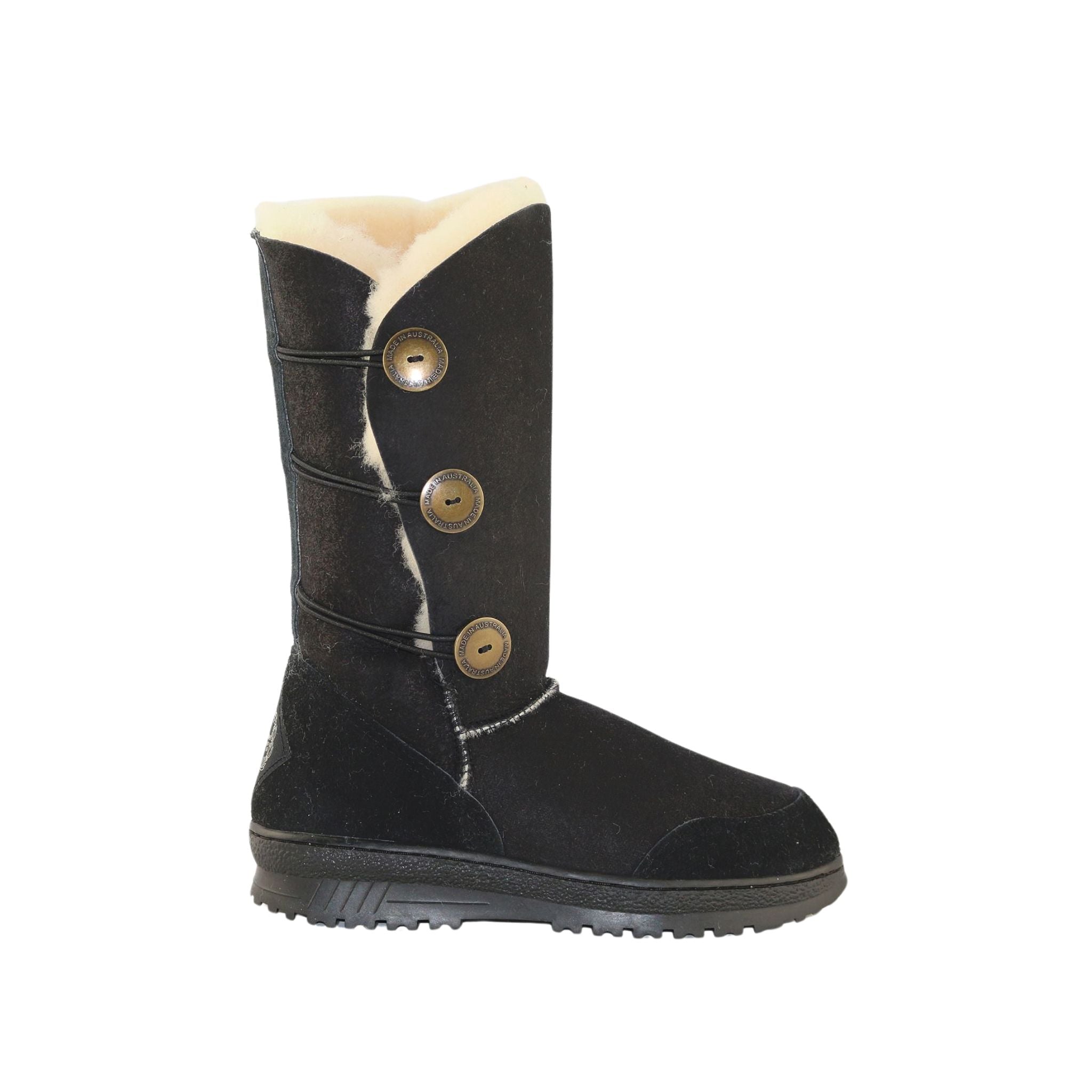 Sheepskins Downunder Luxury Bondi Brighton Long Black Side Womens Australian Made Sheepskin UGG Boot