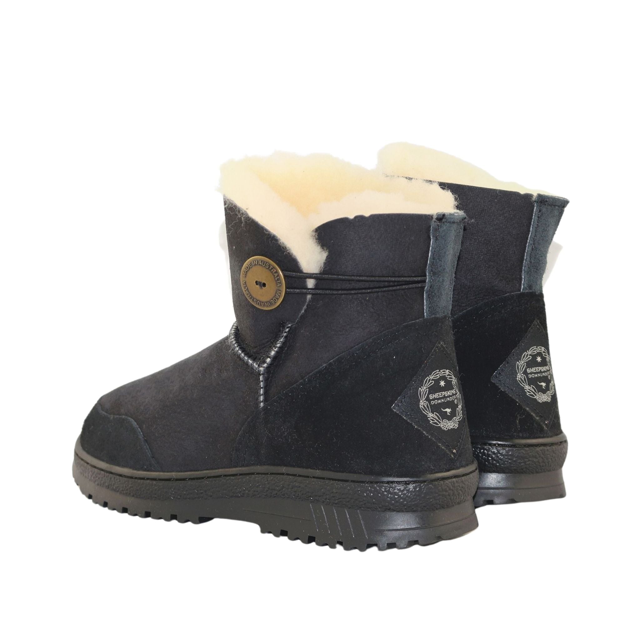 Sheepskins Downunder Luxury Bondi Brighton Mini Black Pairs Back Womens Australian Made Sheepskin UGG Boot