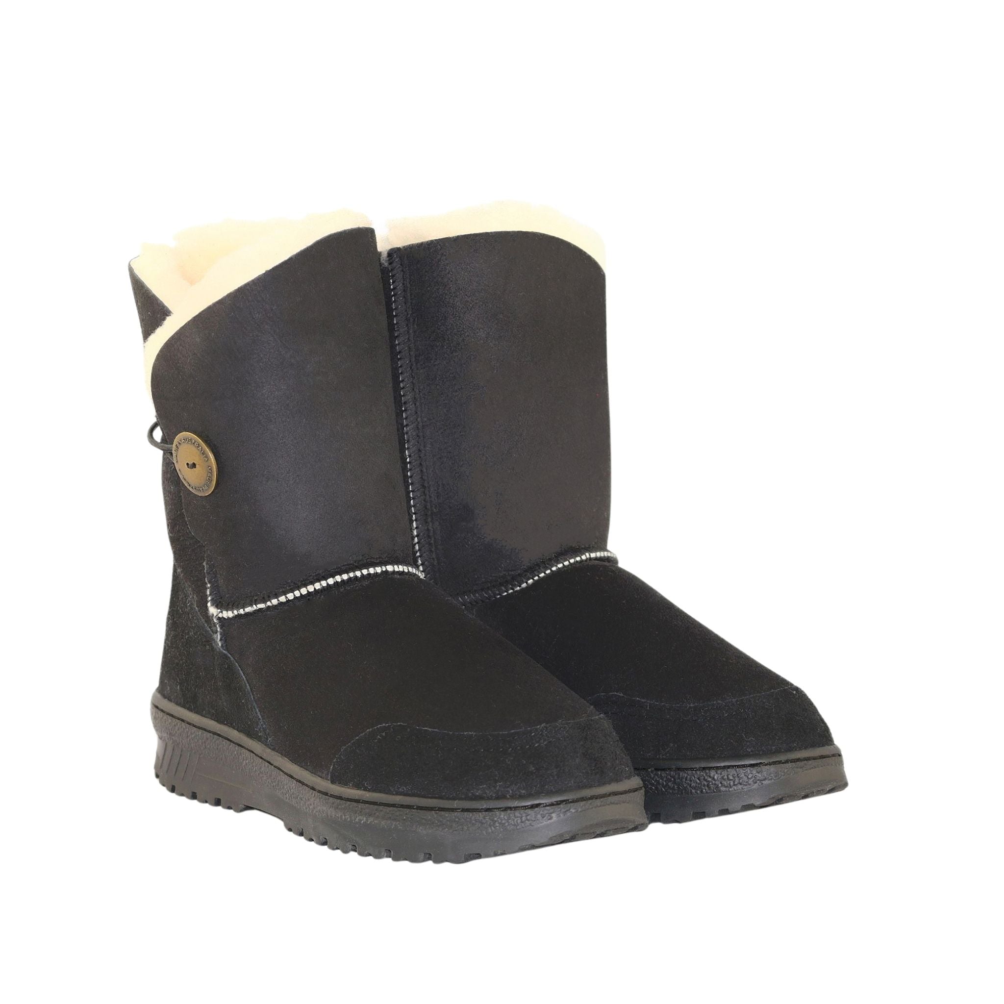 Sheepskins Downunder Luxury Bondi Brighton Short Black Pairs Front Womens Australian Made Sheepskin UGG Boot