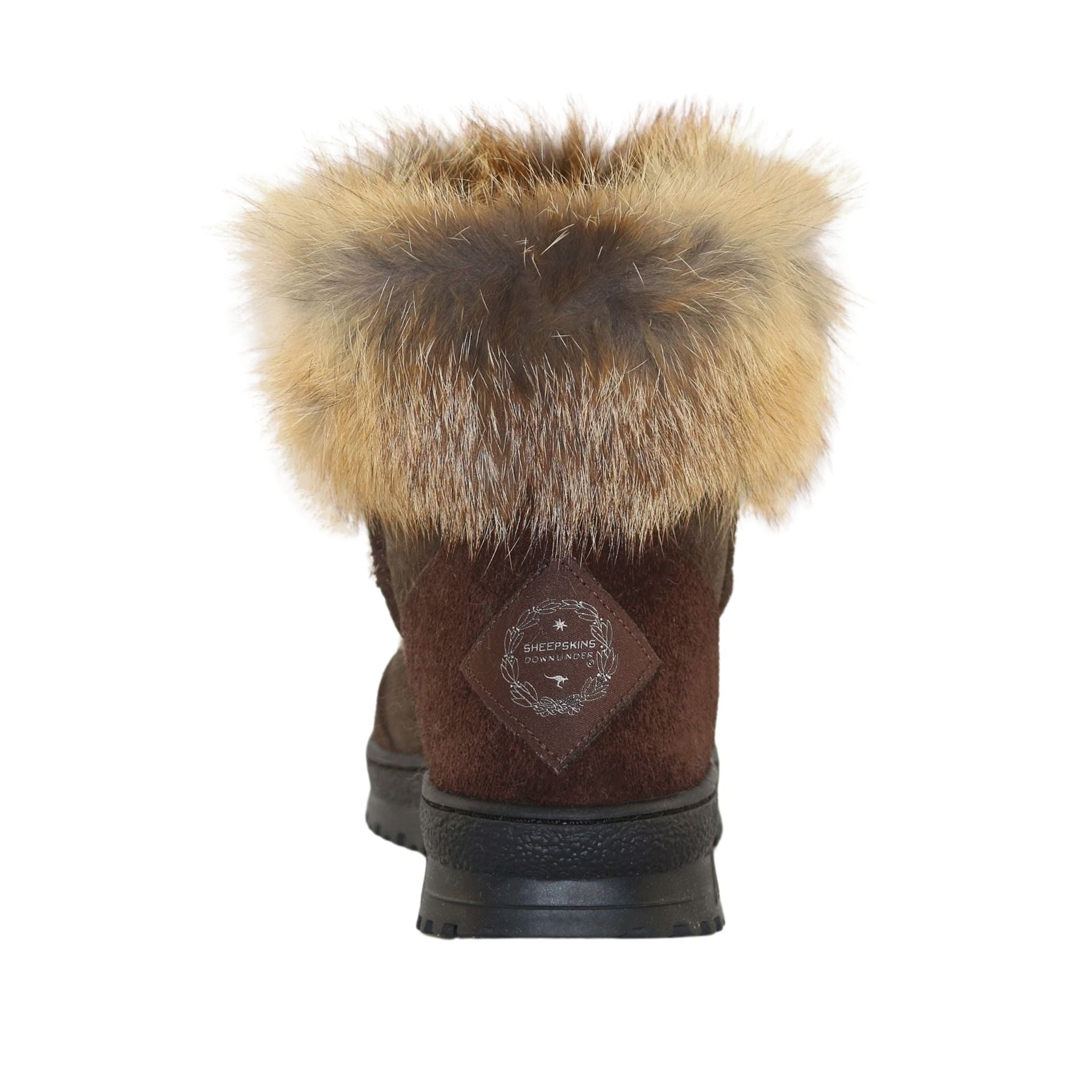 Sheepskins Downunder Luxury Bondi Fox Mini Chocolate Back Womens Australian Made Sheepskin UGG Boot