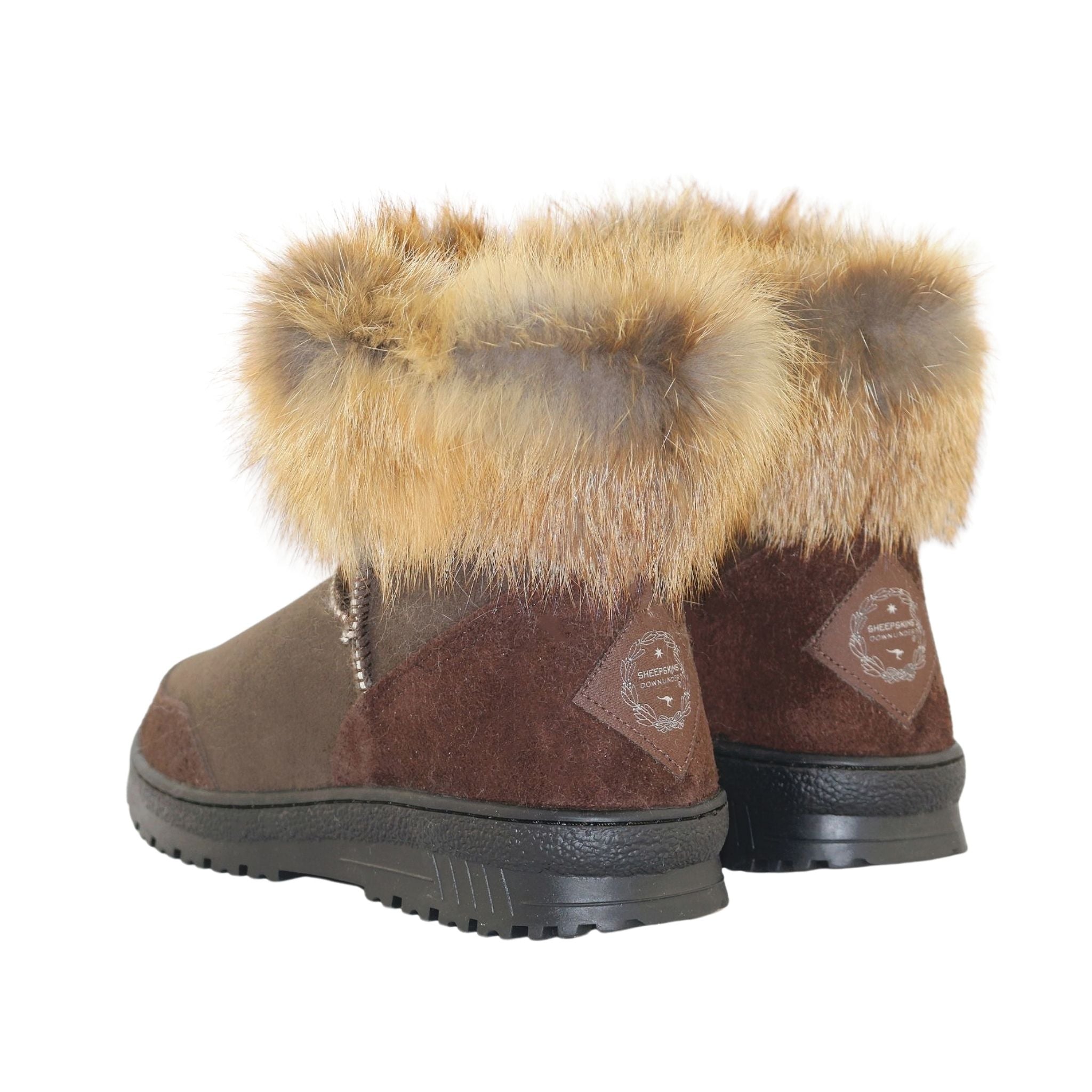 Sheepskins Downunder Luxury Bondi Fox Mini Chocolate Pairs Back Womens Australian Made Sheepskin UGG Boot