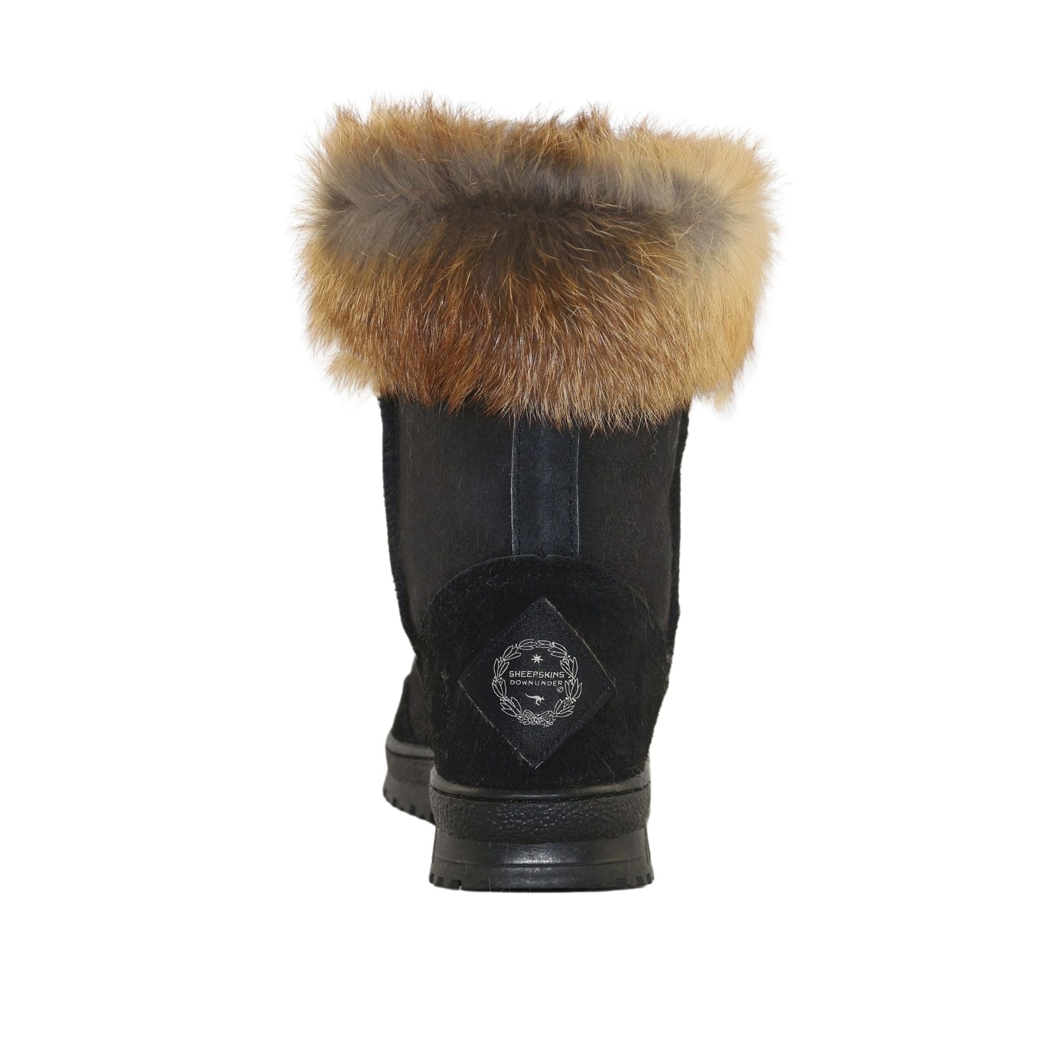 Sheepskins Downunder Luxury Bondi Fox Short Black Red Back Womens Australian Made Sheepskin UGG Boot