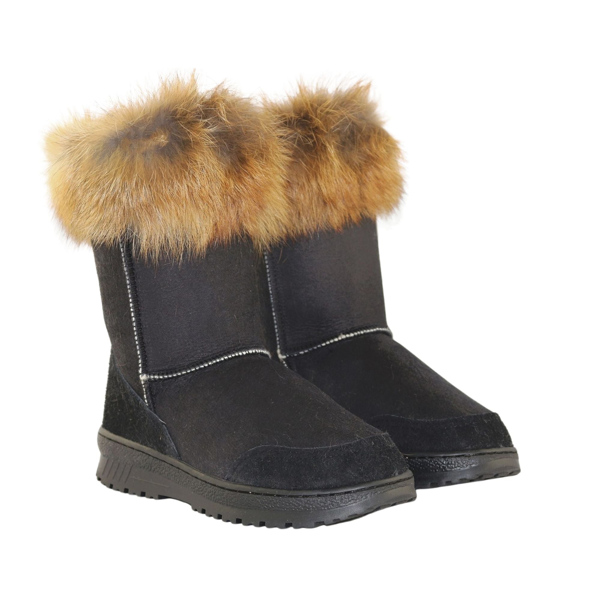 Sheepskins Downunder Luxury Bondi Fox Short Black Red Pairs Front Womens Australian Made Sheepskin UGG Boot