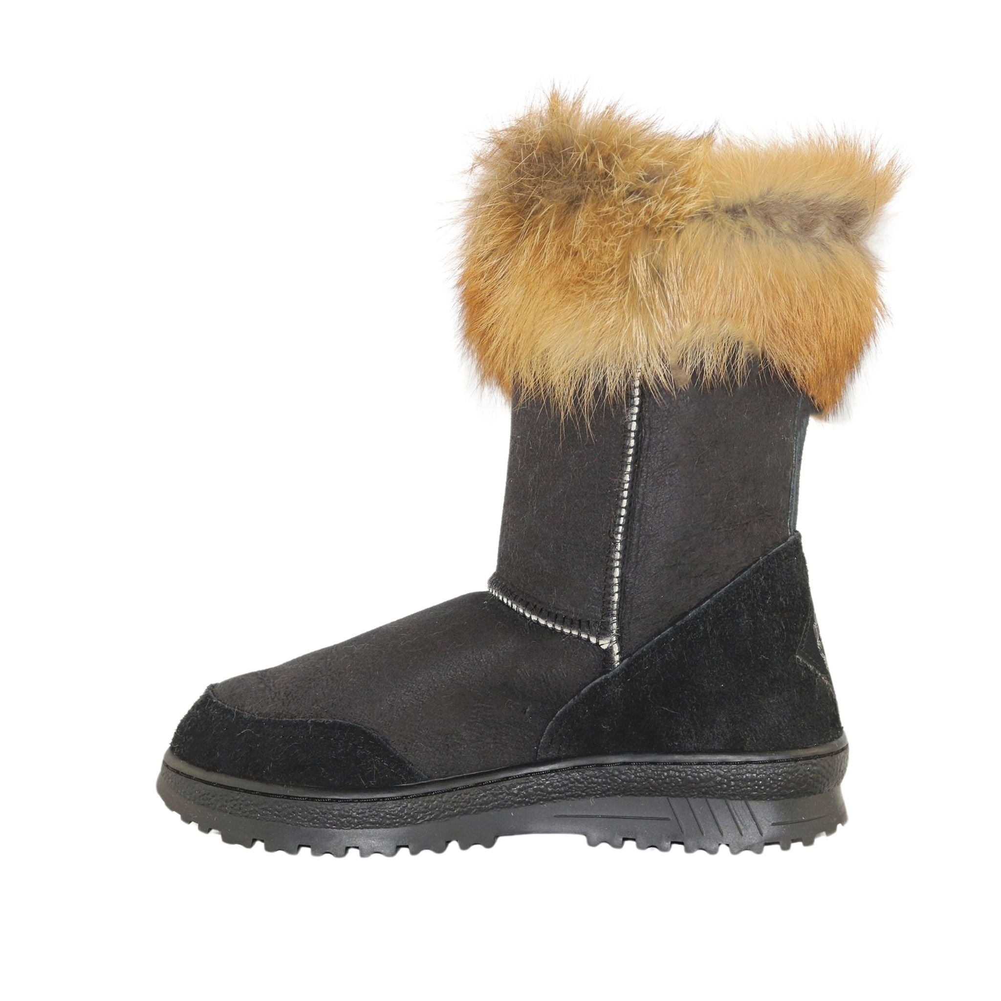 Sheepskins Downunder Luxury Bondi Fox Short Black Red Side Inner Womens Australian Made Sheepskin UGG Boot