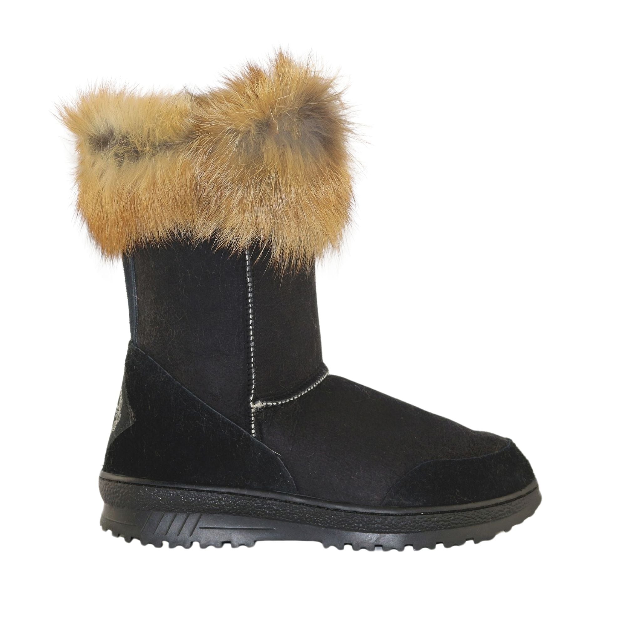 Sheepskins Downunder Luxury Bondi Fox Short Black Red Side Womens Australian Made Sheepskin UGG Boot