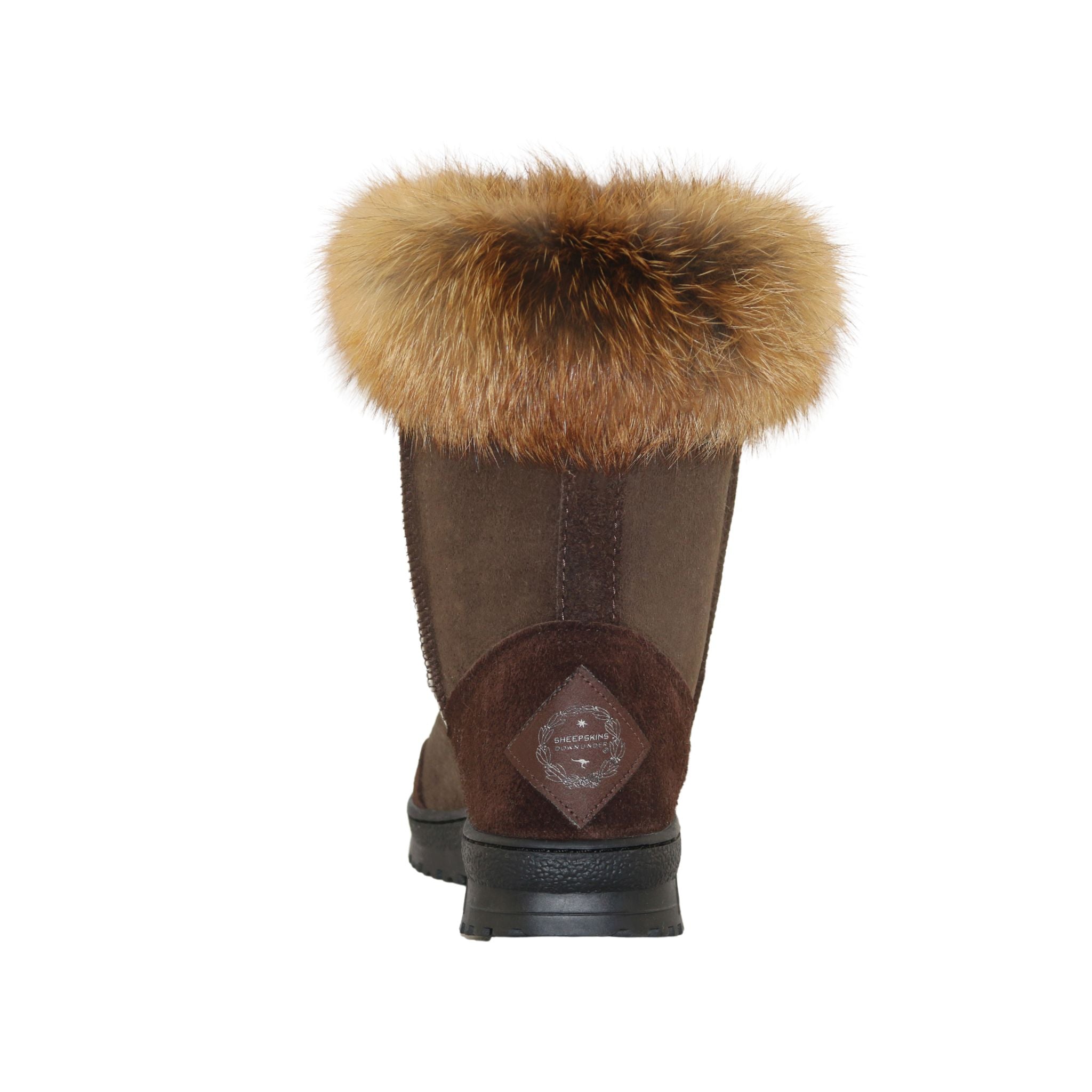 Sheepskins Downunder Luxury Bondi Fox Short Chocolate Back Womens Australian Made Sheepskin UGG Boot