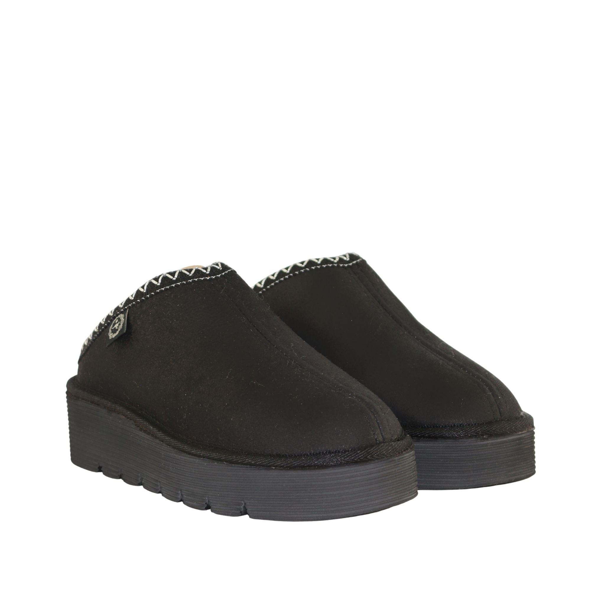 Sheepskins Downunder Platform Bobi Tazz Black Black Pairs Front Womens Australian Made Sheepskin UGG Slipper