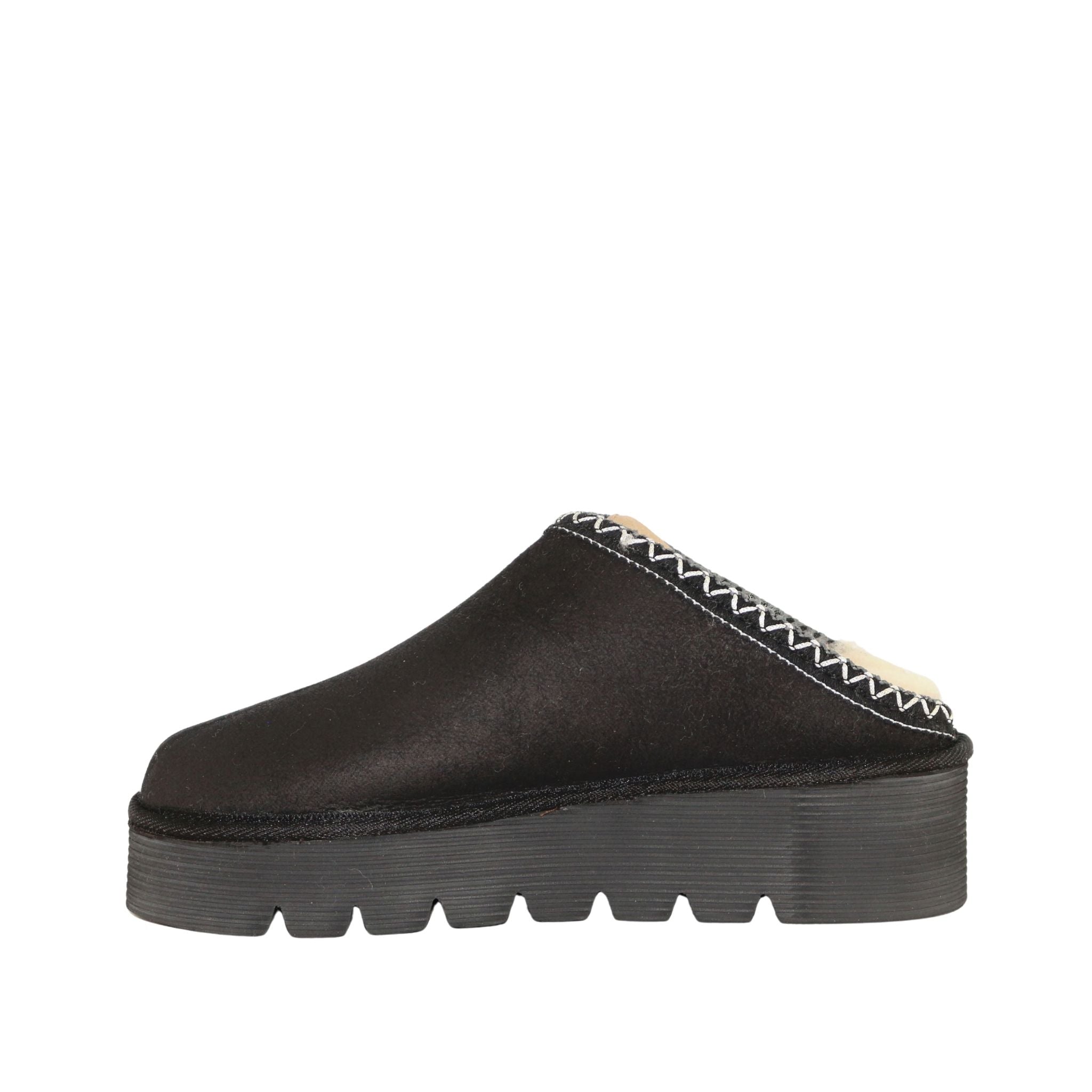 Sheepskins Downunder Platform Bobi Tazz Black Black Side Inner Womens Australian Made Sheepskin UGG Slipper