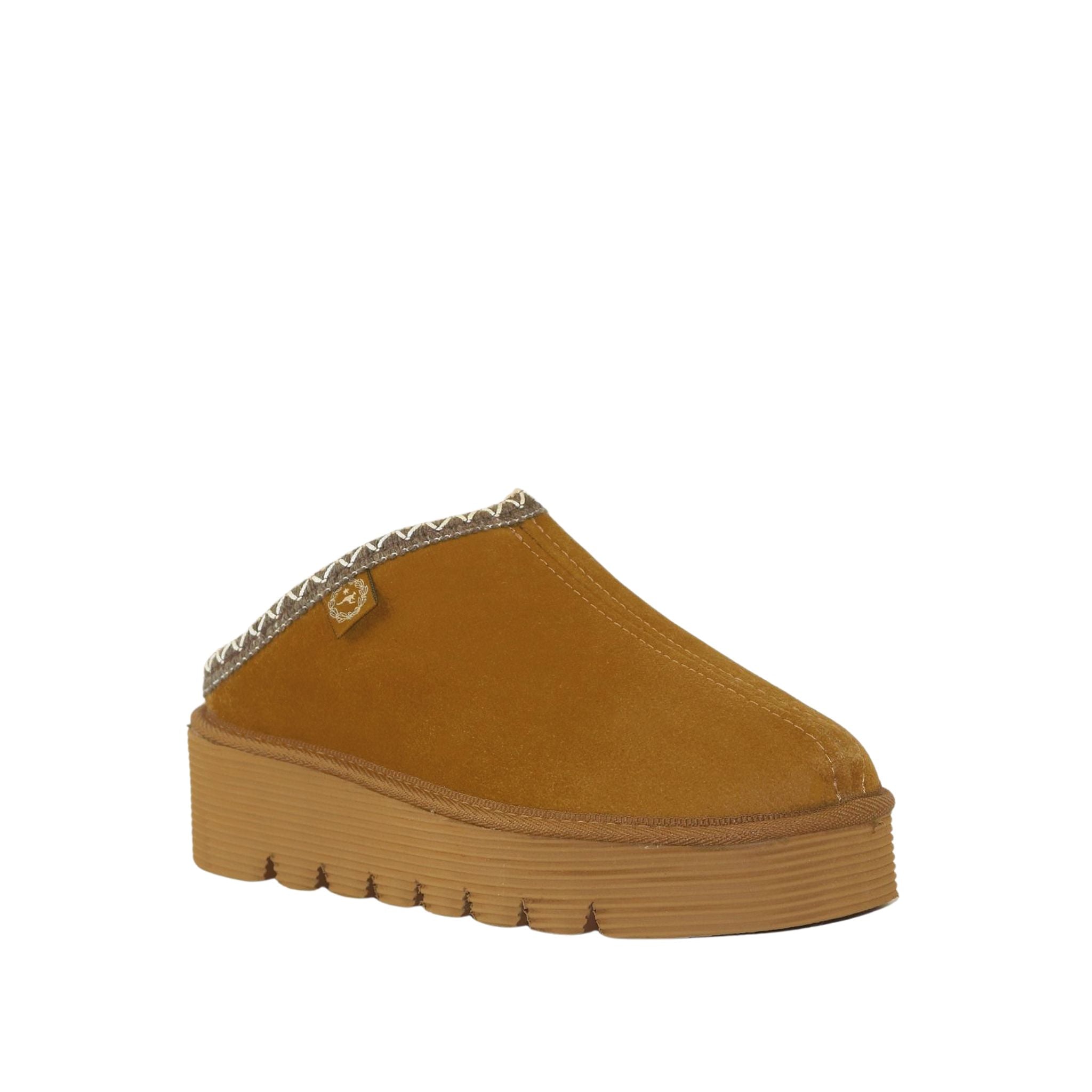 Sheepskins Downunder Platform Bobi Tazz Chestnut Chocolate Front 120 Womens Australian Made Sheepskin UGG Slipper