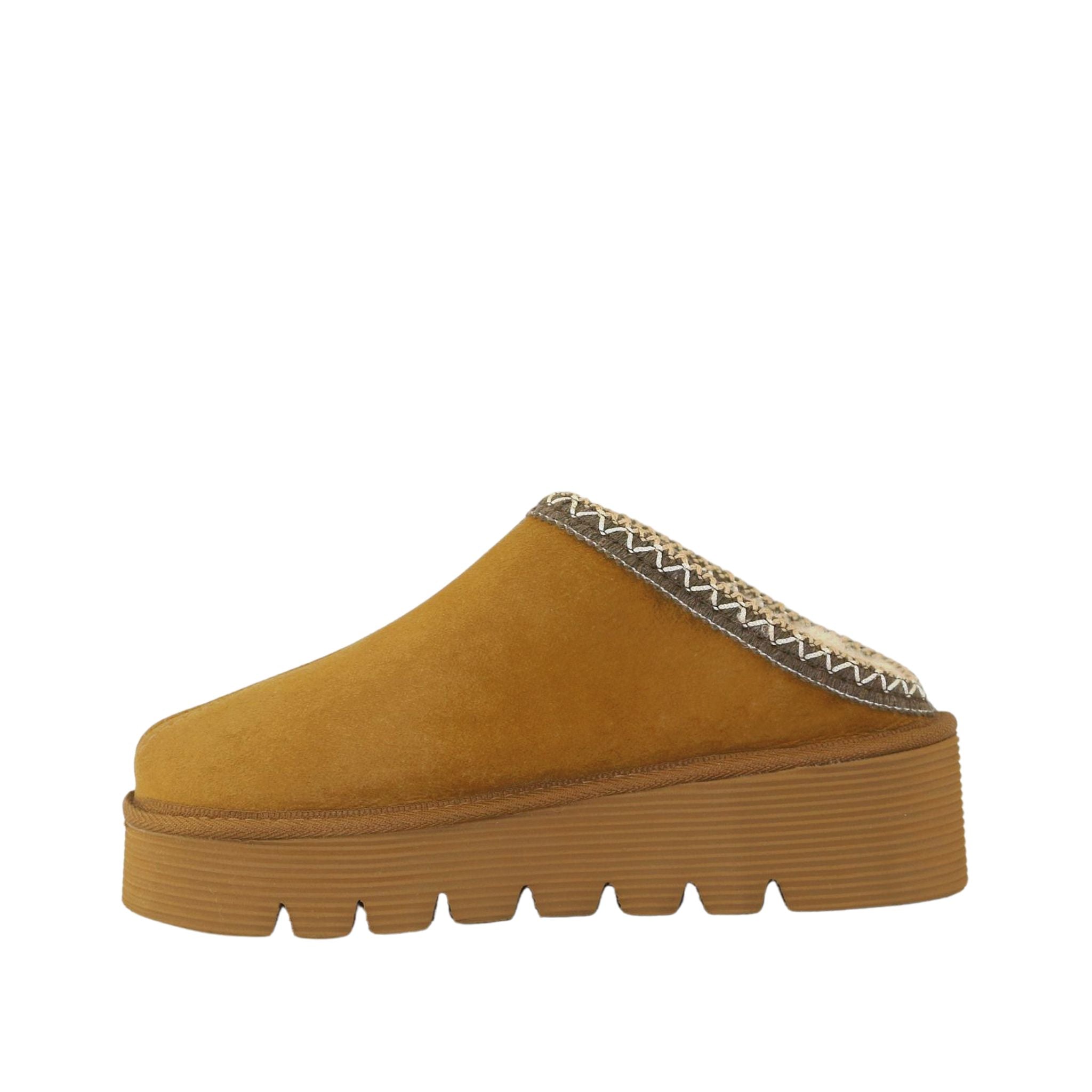 Sheepskins Downunder Platform Bobi Tazz Chestnut Chocolate Side Inner Womens Australian Made Sheepskin UGG Slipper