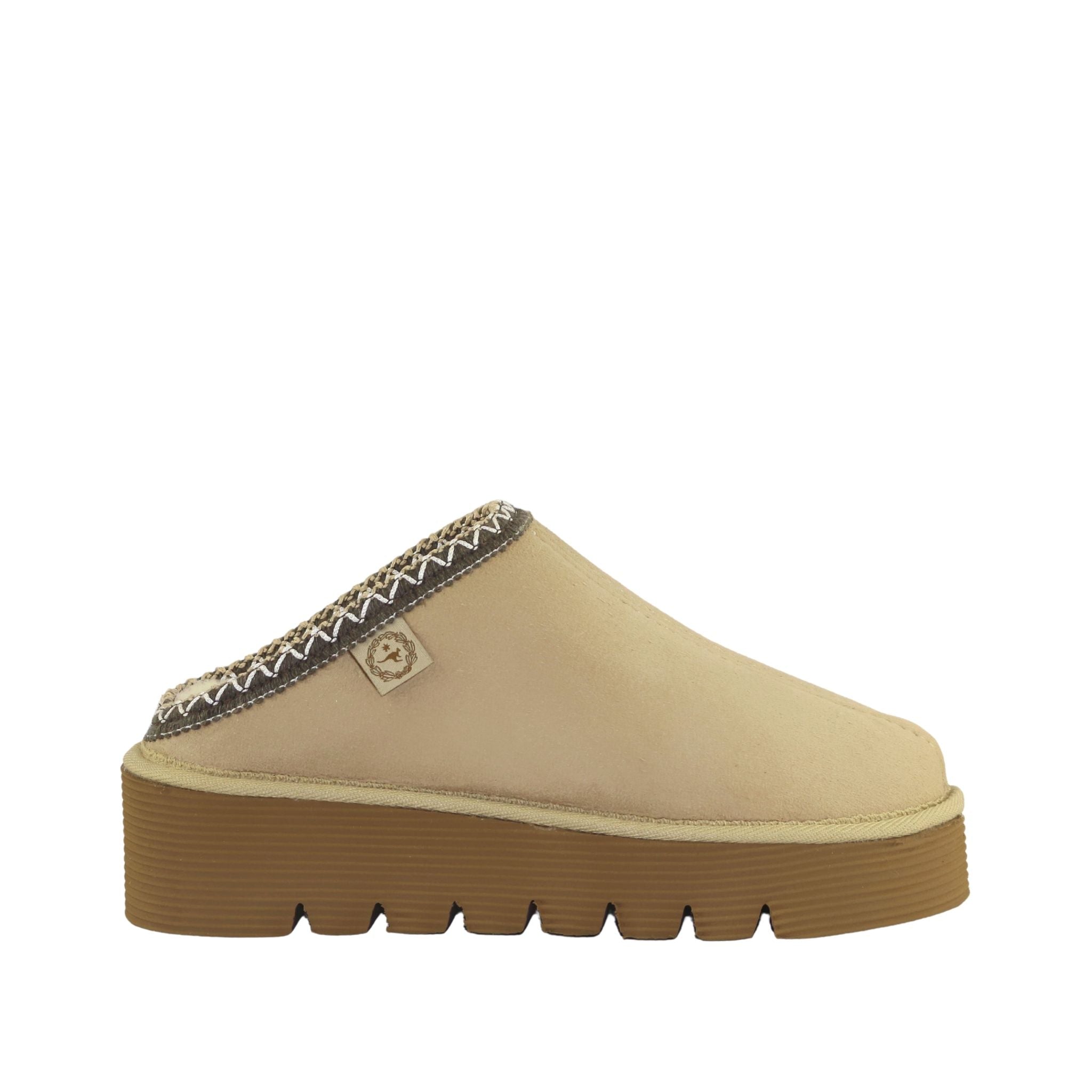 Sheepskins Downunder Platform Bobi Tazz Sand Chocolate Side Womens Australian Made Sheepskin UGG Slipper