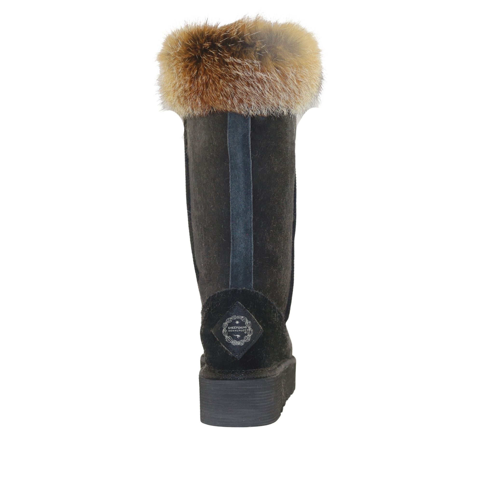 Sheepskins Downunder Platform Fox Long Black Back Womens Australian Made Sheepskin UGG Boot