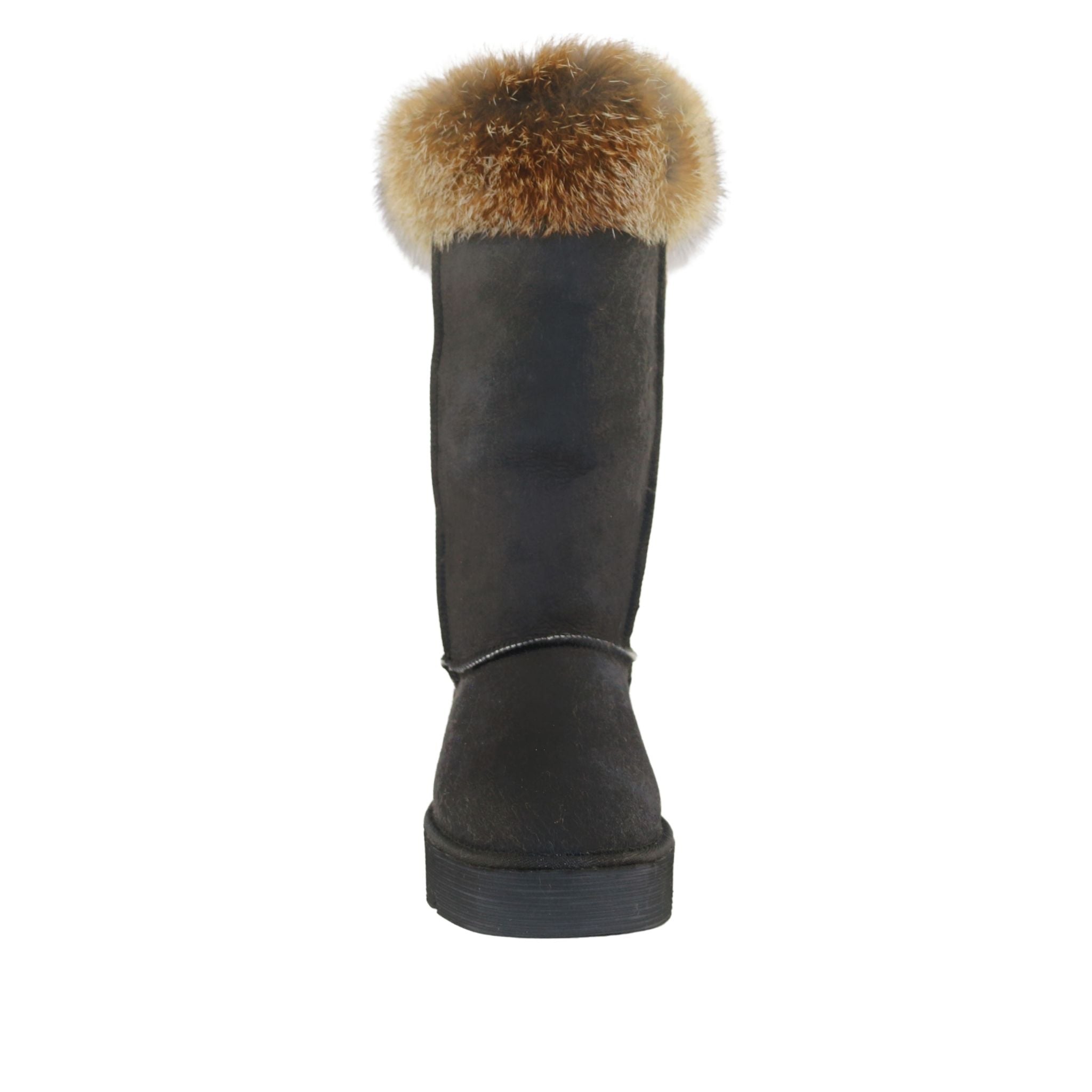 Sheepskins Downunder Platform Fox Long Black Front Womens Australian Made Sheepskin UGG Boot