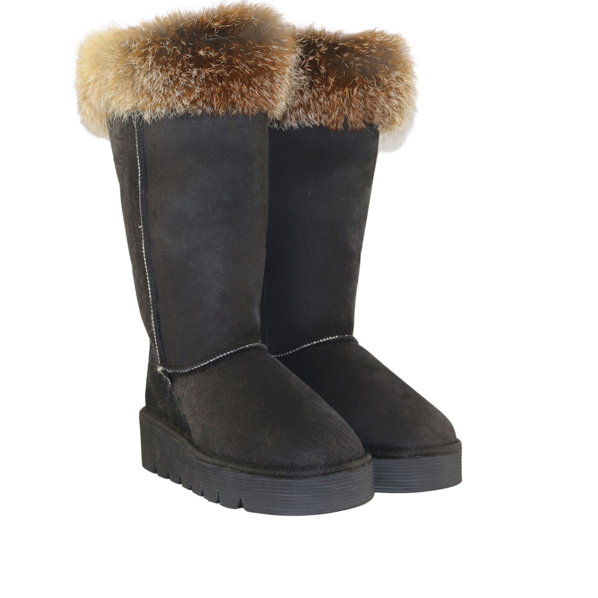 Sheepskins Downunder Platform Fox Long Black Pairs Front Womens Australian Made Sheepskin UGG Boot