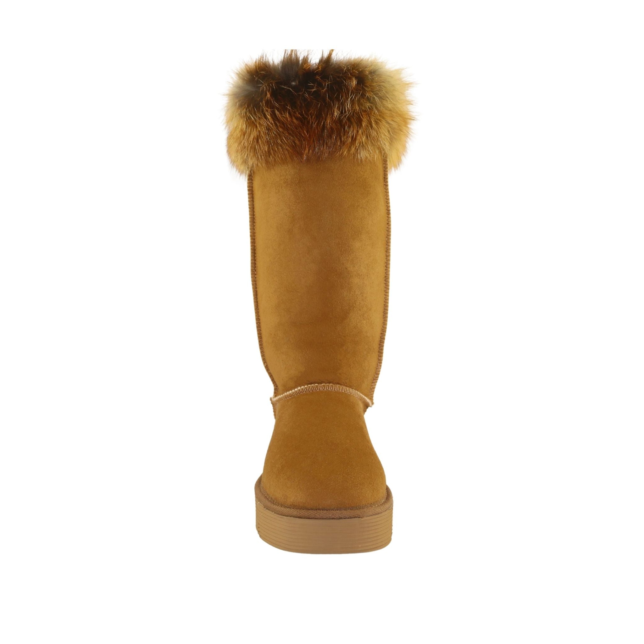 Sheepskins Downunder Platform Fox Long Chestnut Front Womens Australian Made Sheepskin UGG Boot