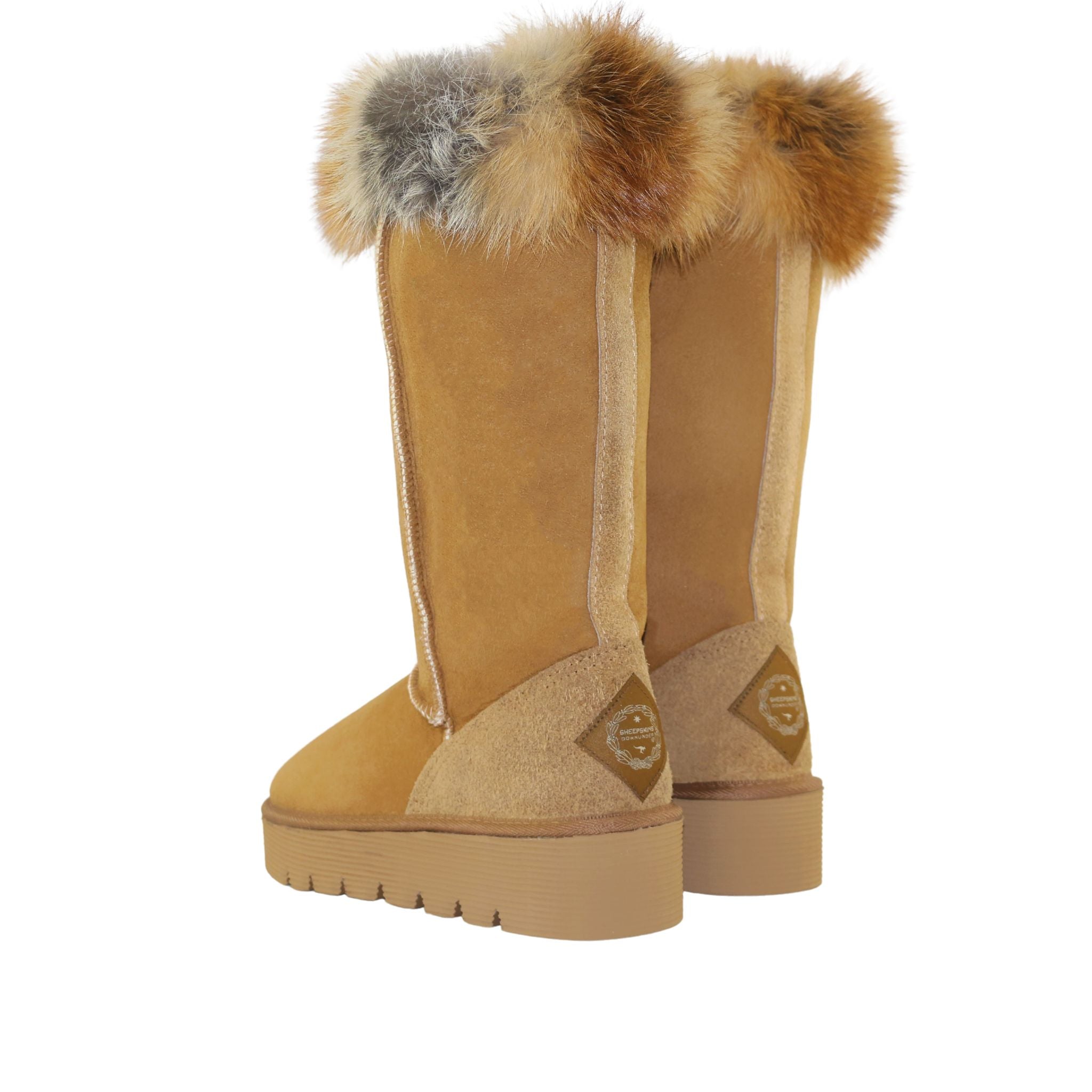 Sheepskins Downunder Platform Fox Long Chestnut Pairs Back Womens Australian Made Sheepskin UGG Boot