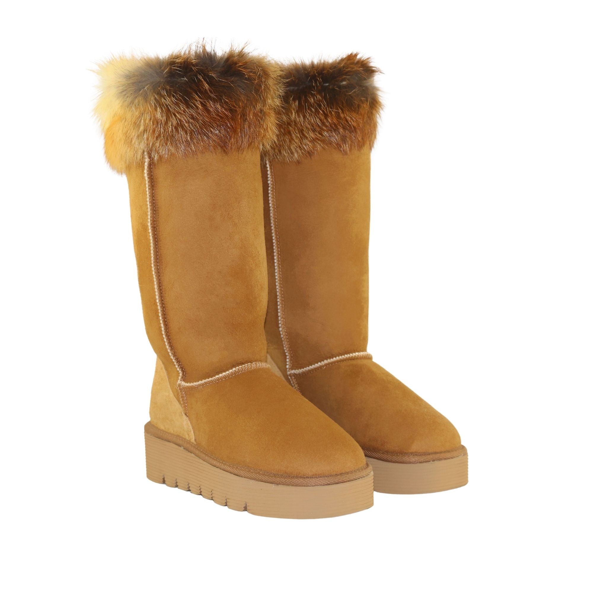 Sheepskins Downunder Platform Fox Long Chestnut Pairs Front Womens Australian Made Sheepskin UGG Boot