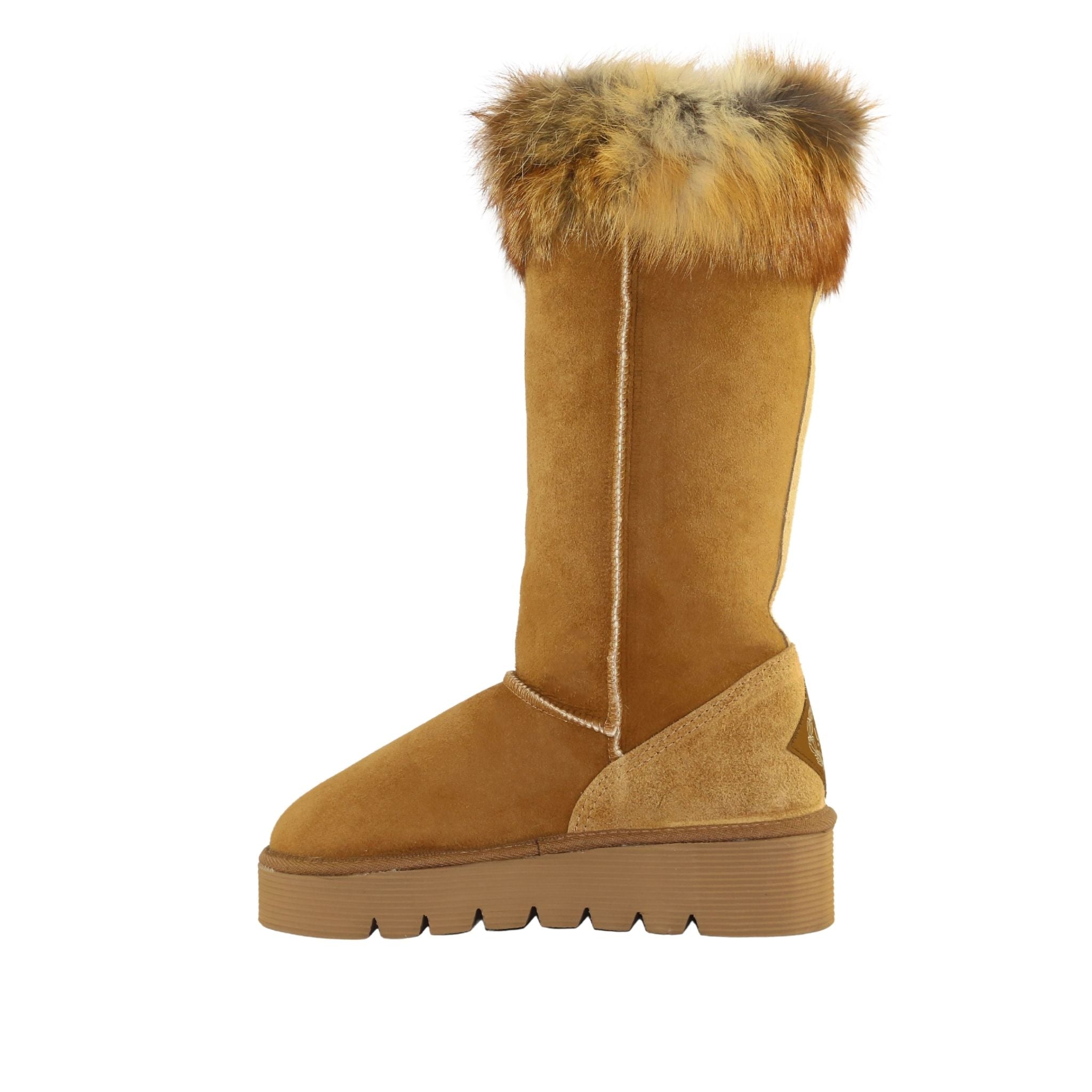 Sheepskins Downunder Platform Fox Long Chestnut Side Inner Womens Australian Made Sheepskin UGG Boot