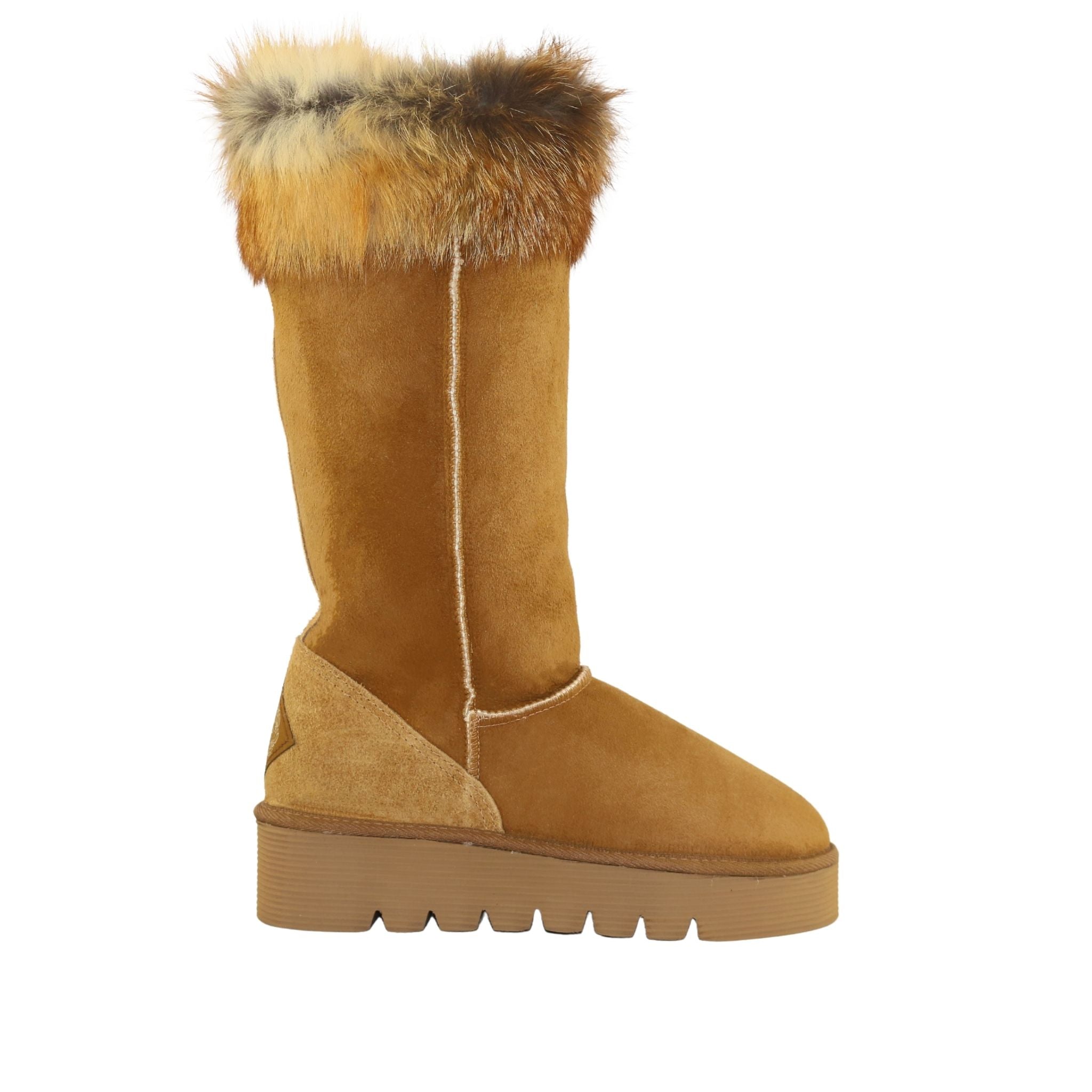 Sheepskins Downunder Platform Fox Long Chestnut Side Womens Australian Made Sheepskin UGG Boot