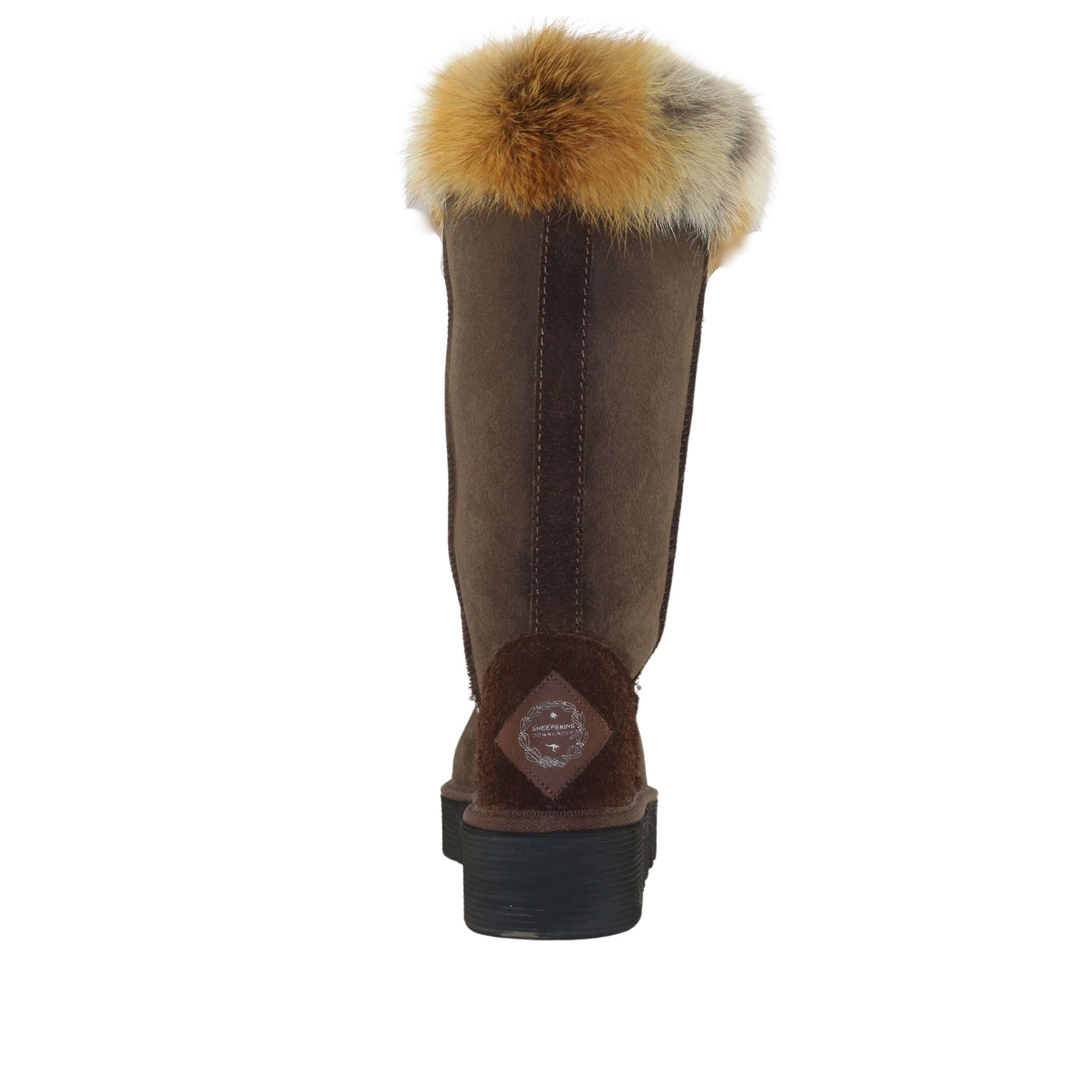 Sheepskins Downunder Platform Fox Long Chocolate Back Womens Australian Made Sheepskin UGG Boot
