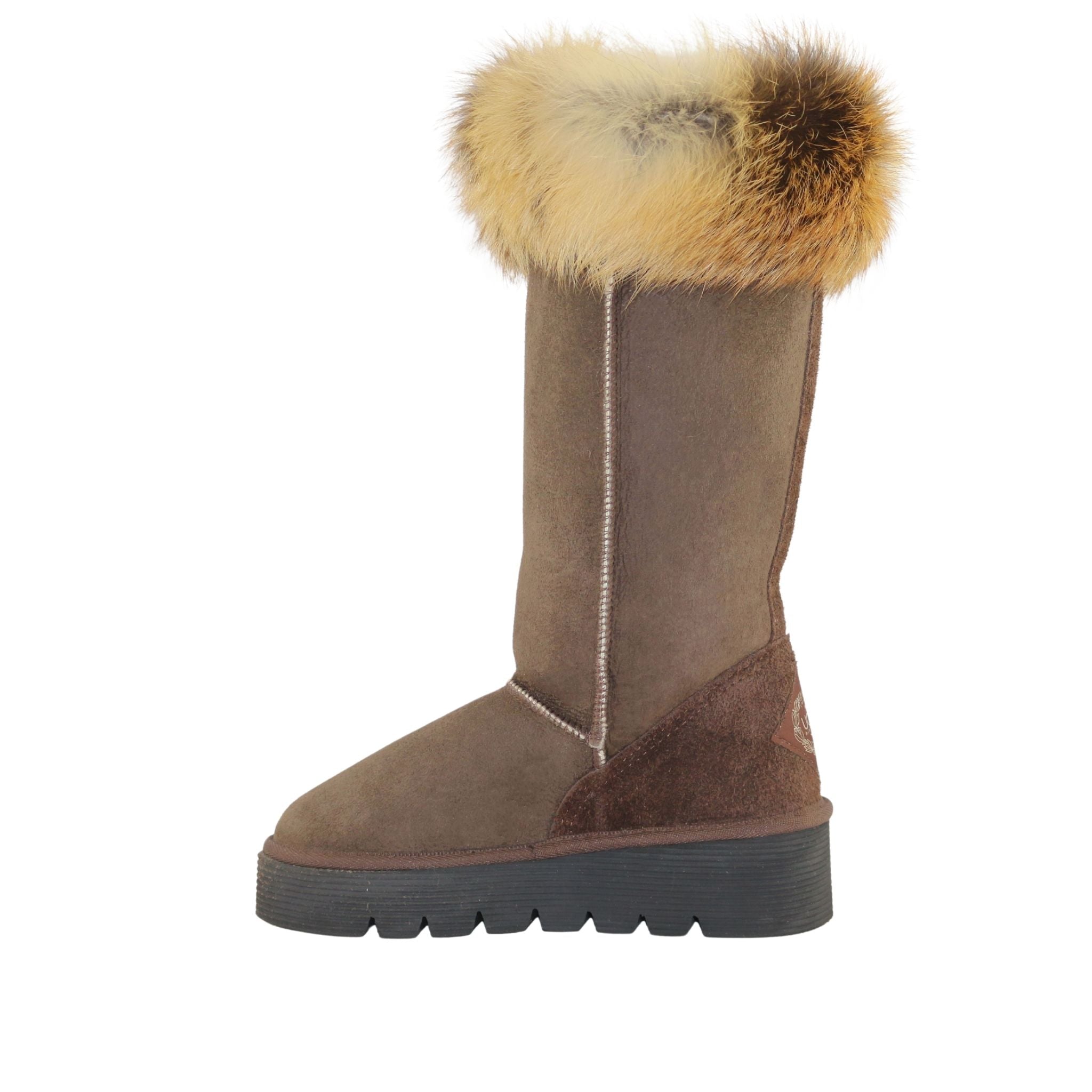Sheepskins Downunder Platform Fox Long Chocolate Side Inner Womens Australian Made Sheepskin UGG Boot