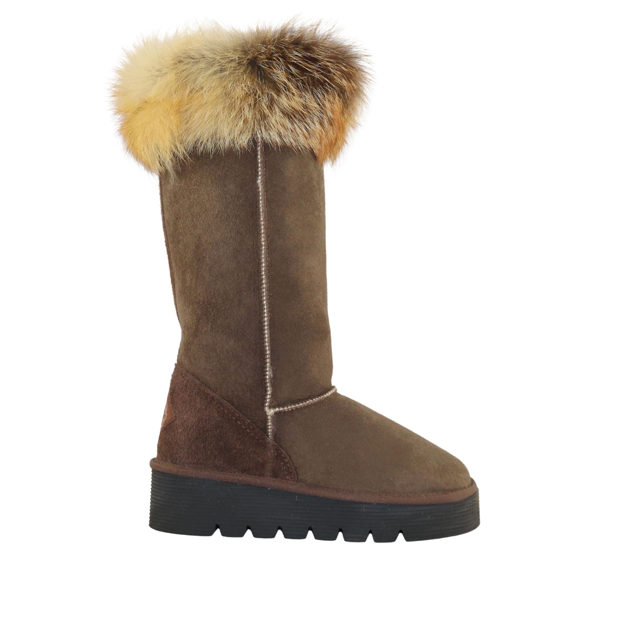 Sheepskins Downunder Platform Fox Long Chocolate Side Womens Australian Made Sheepskin UGG Boot