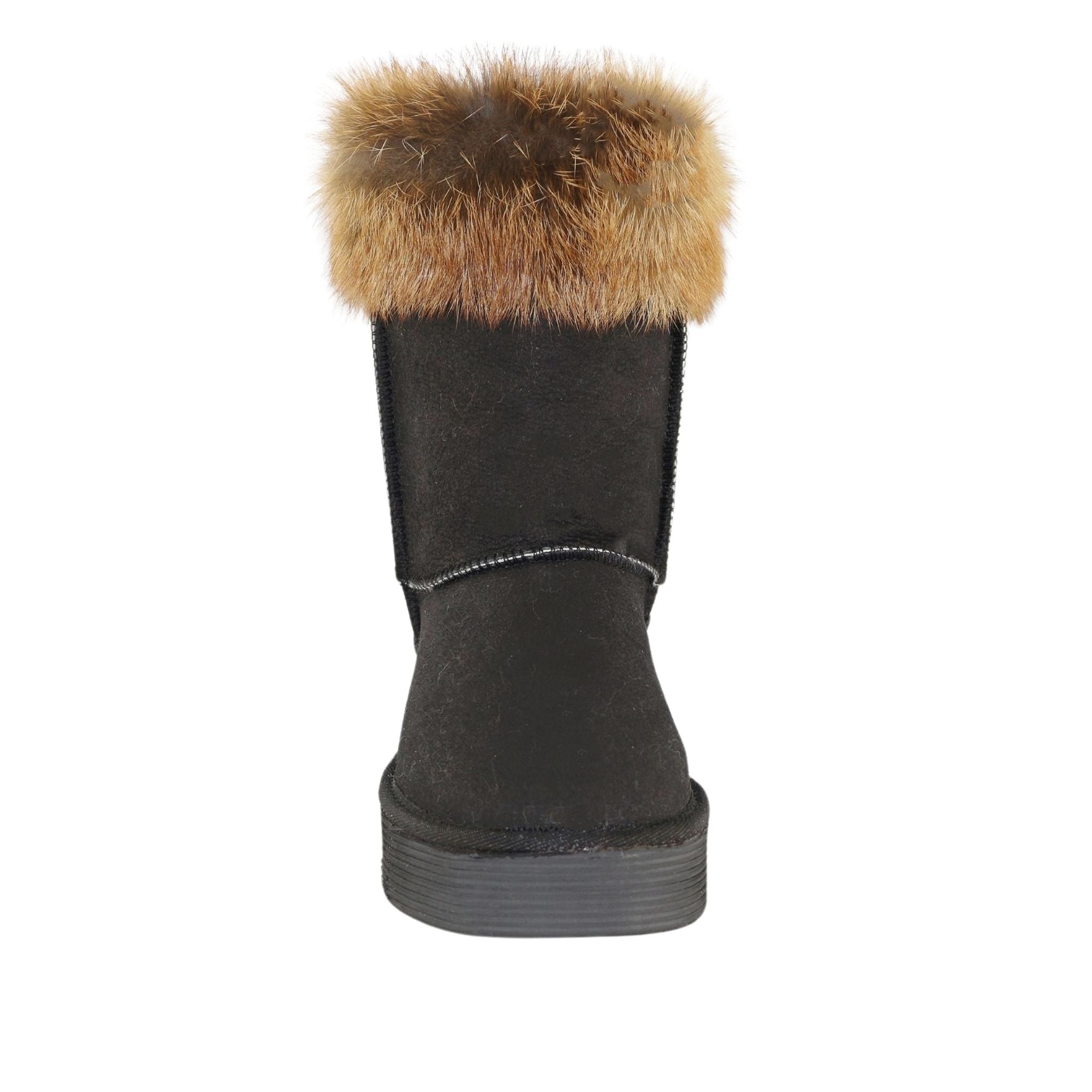 Sheepskins Downunder Platform Fox Short Black Front Womens Australian Made Sheepskin UGG Boot