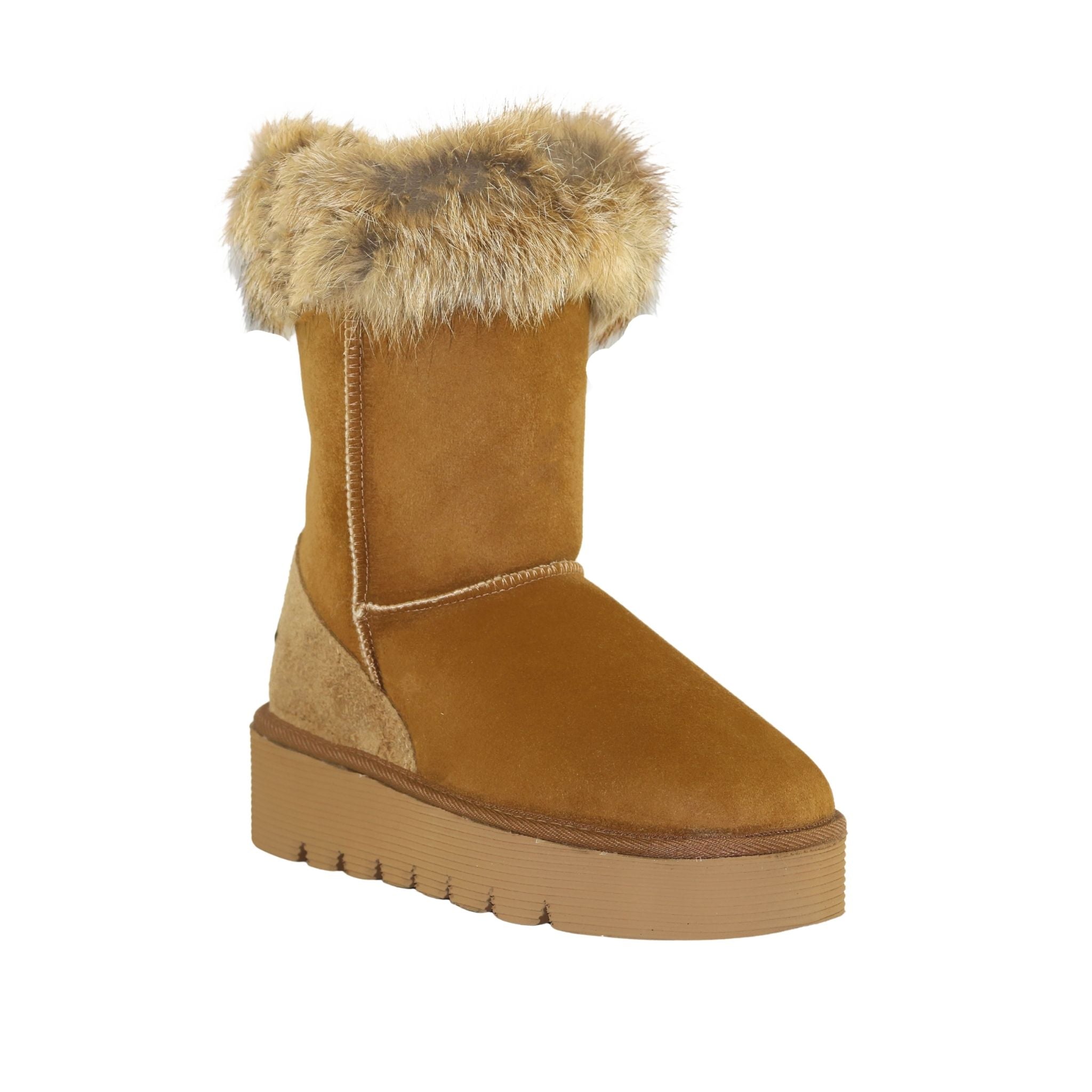 Sheepskins Downunder Platform Fox Short Chestnut Front 120 Womens Australian Made Sheepskin UGG Boot