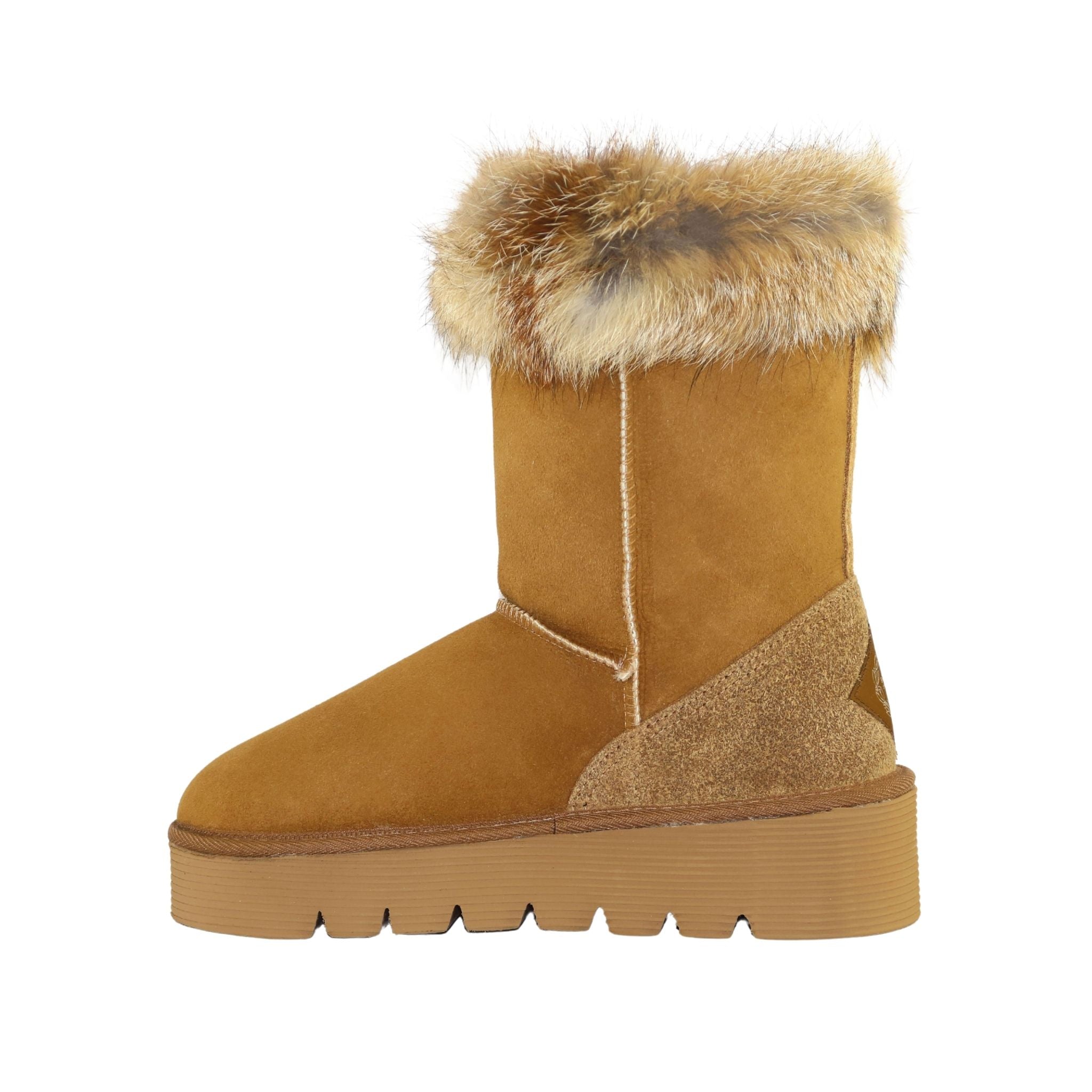 Sheepskins Downunder Platform Fox Short Chestnut Side Inner Womens Australian Made Sheepskin UGG Boot