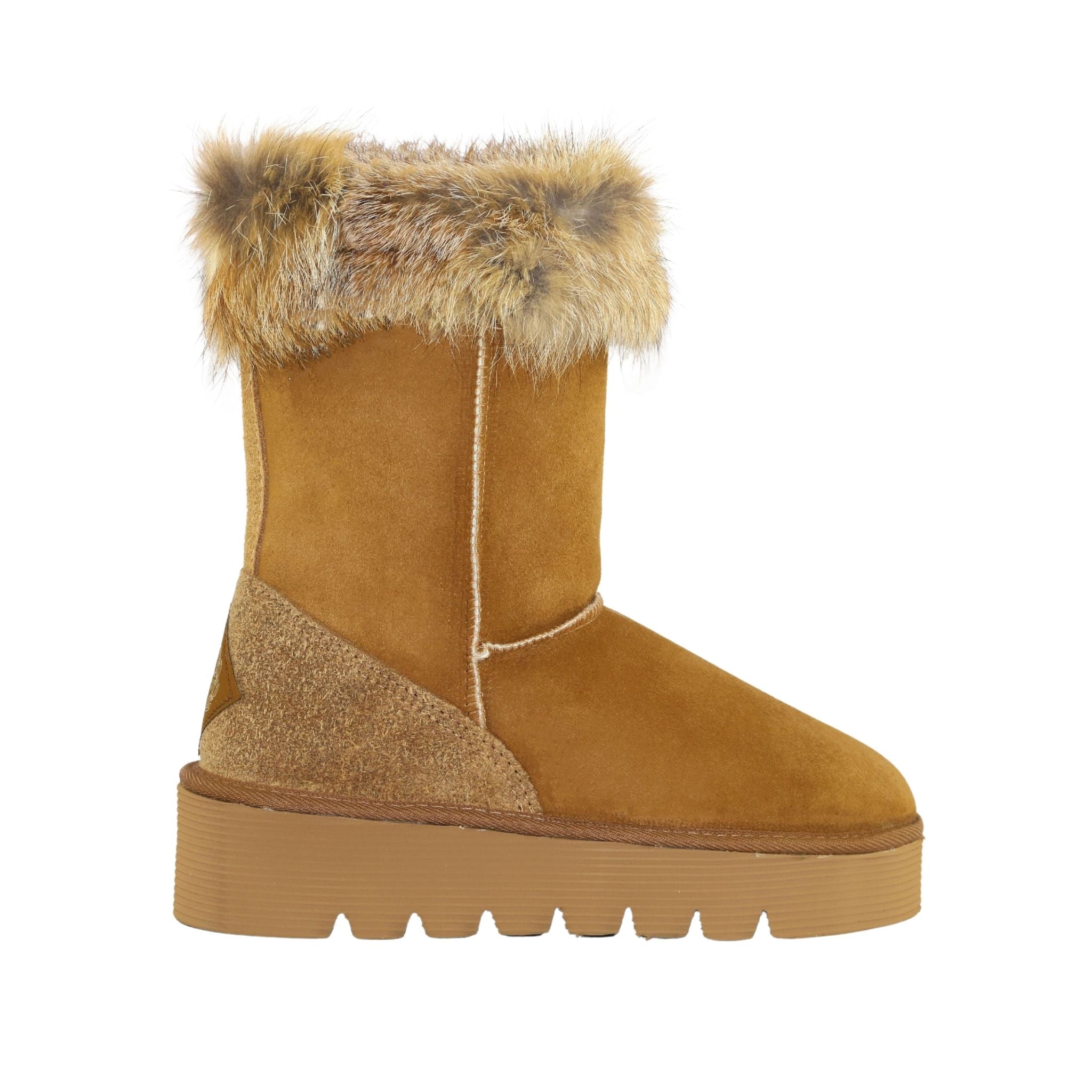 Sheepskins Downunder Platform Fox Short Chestnut Side Womens Australian Made Sheepskin UGG Boot